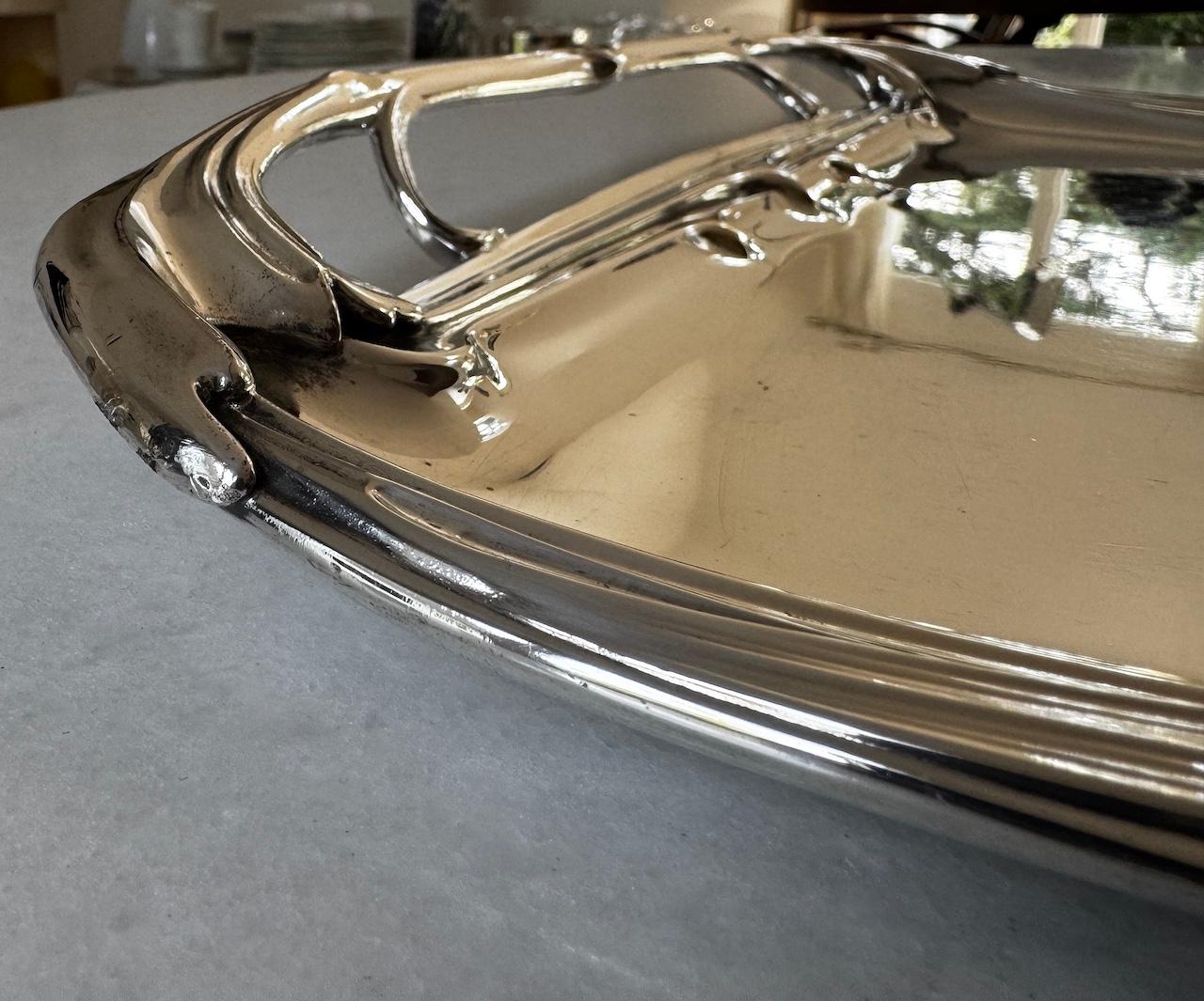 German Signed WMF Art Nouveau Large Serving Tray Silver Plated Circa 1903