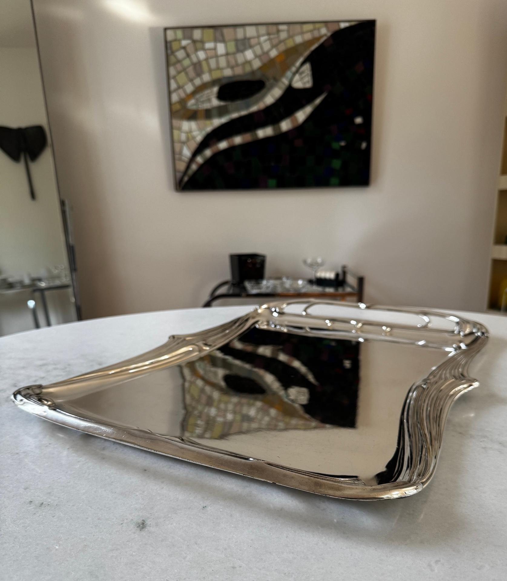 Signed WMF Art Nouveau Large Serving Tray Silver Plated Circa 1903 In Good Condition In Crespières, FR