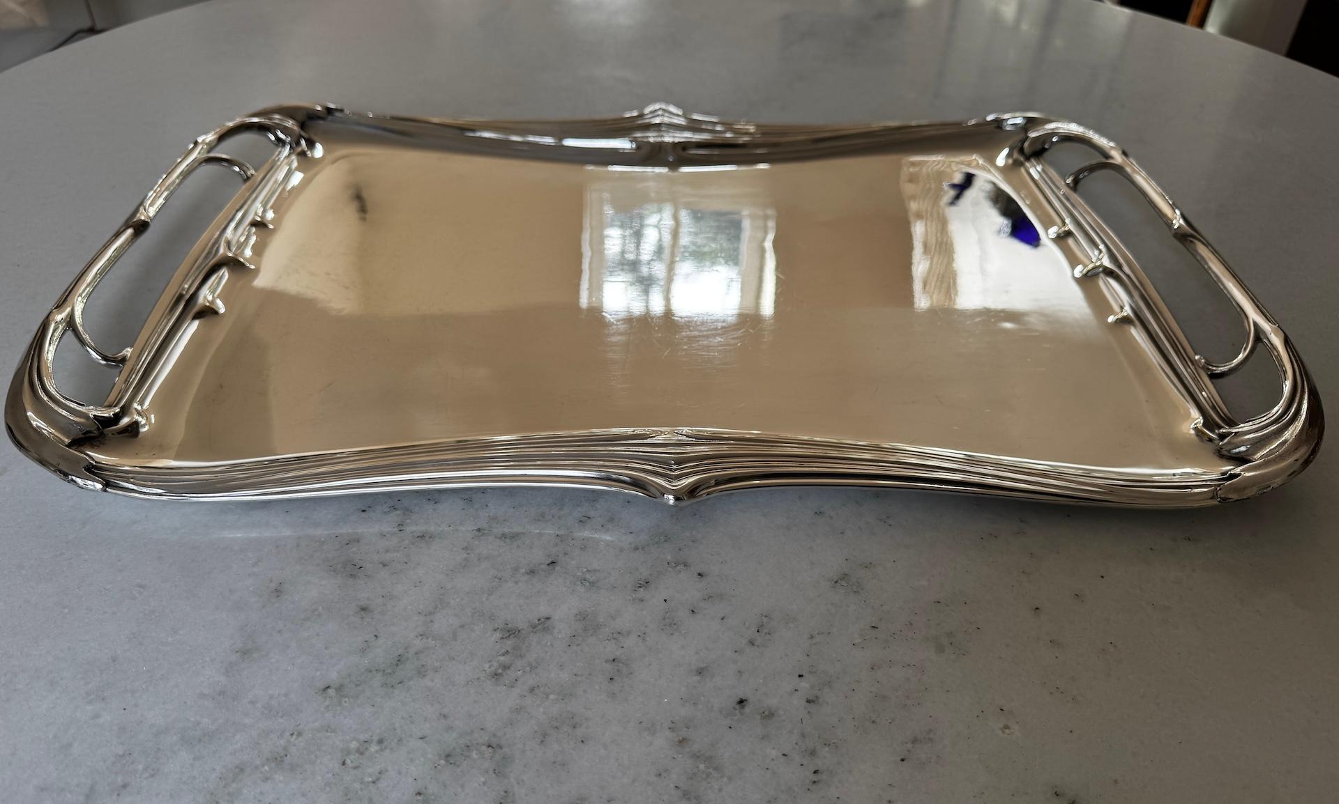 Signed WMF Art Nouveau Large Serving Tray Silver Plated Circa 1903 1