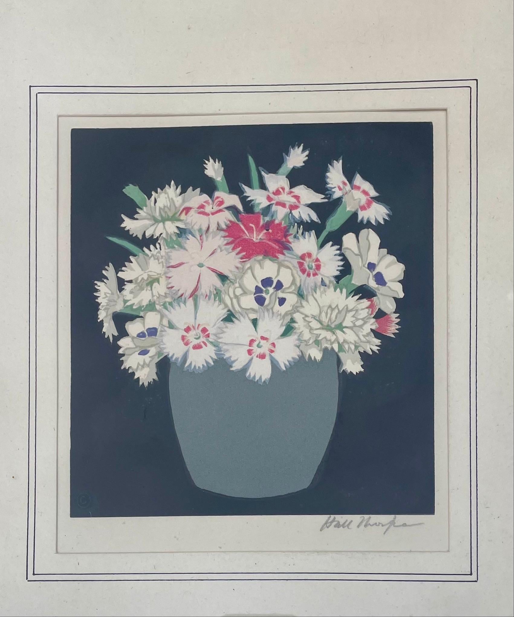 Twenties framed coloured wood-cut
‘Pinks’
By John Hall Thorpe - signed in pencil
Circa 1920s

Height 48.5cm   Width 34.5cm 

John Hall Thorpe (1874-1947) was an Australian artist who emigrated to England in 1900.   He was well known for his stylised