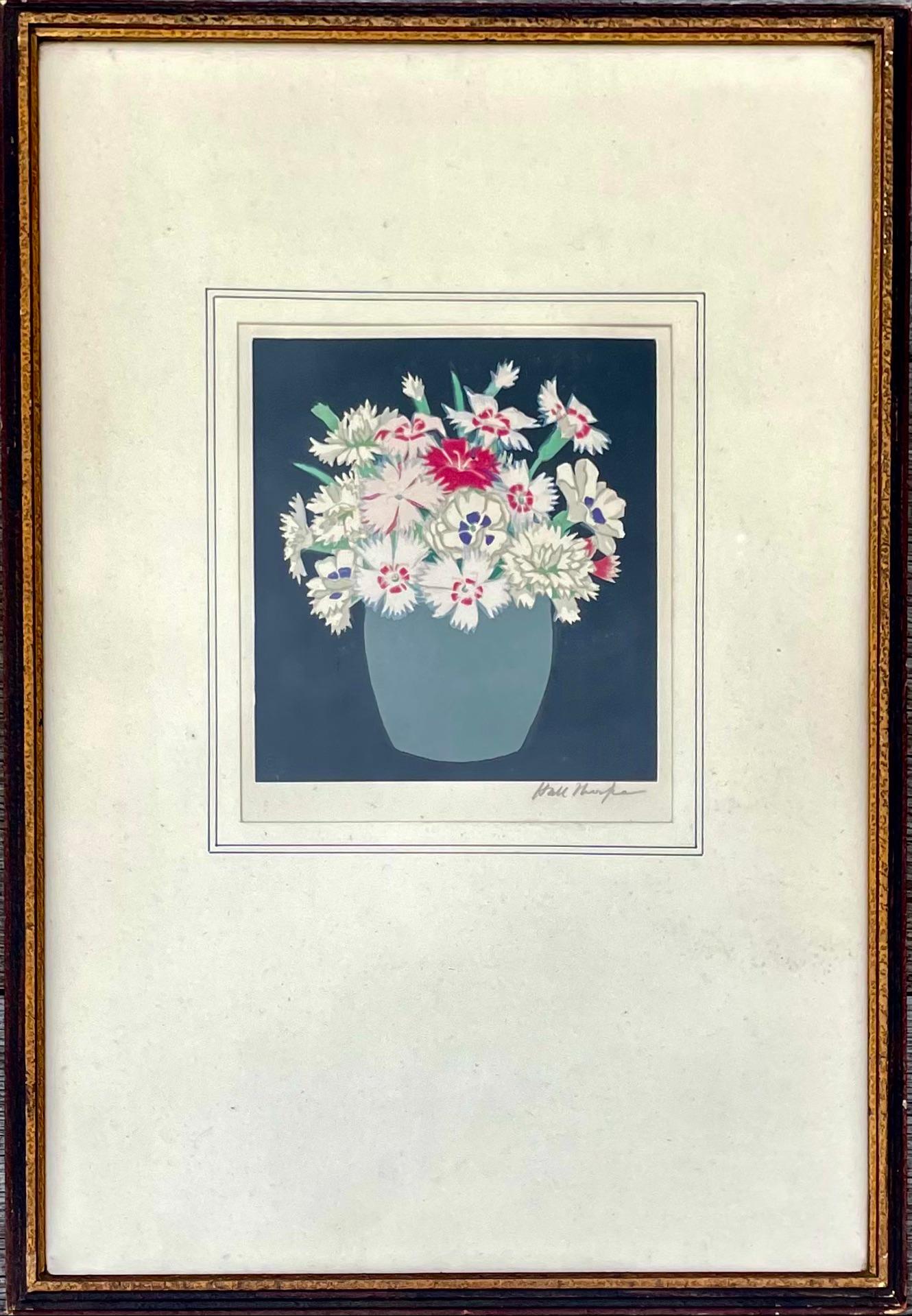 Signed Woodcut ‘Pinks’ by John Hall Thorpe In Good Condition For Sale In Petworth, GB