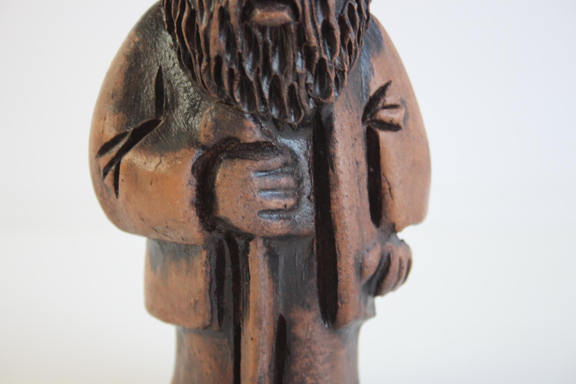 Late 20th Century Signed Wooden Folk Art Figurine by S. Wodynski, Central Europe, ca. 1970s For Sale