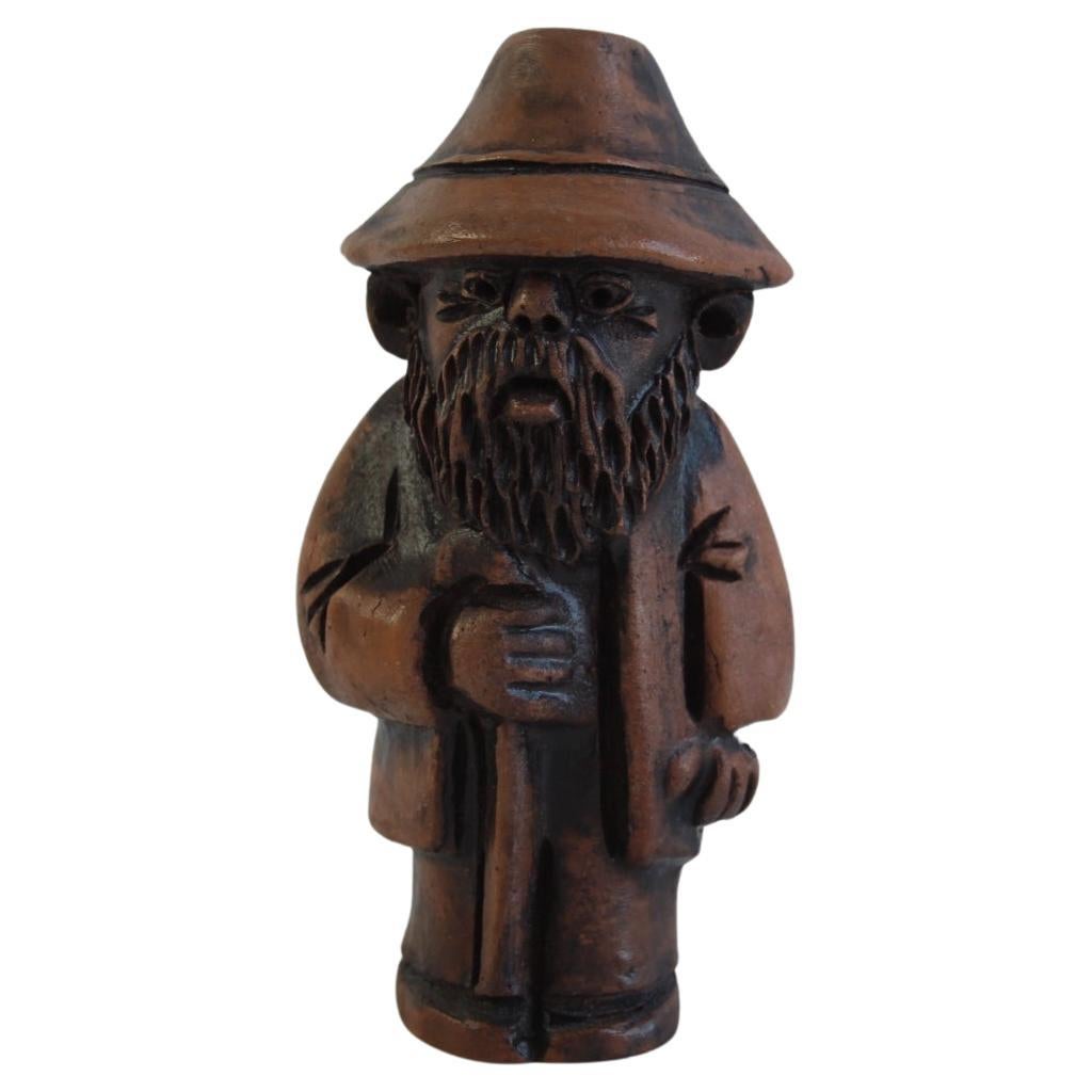 Signed Wooden Folk Art Figurine by S. Wodynski, Central Europe, ca. 1970s For Sale