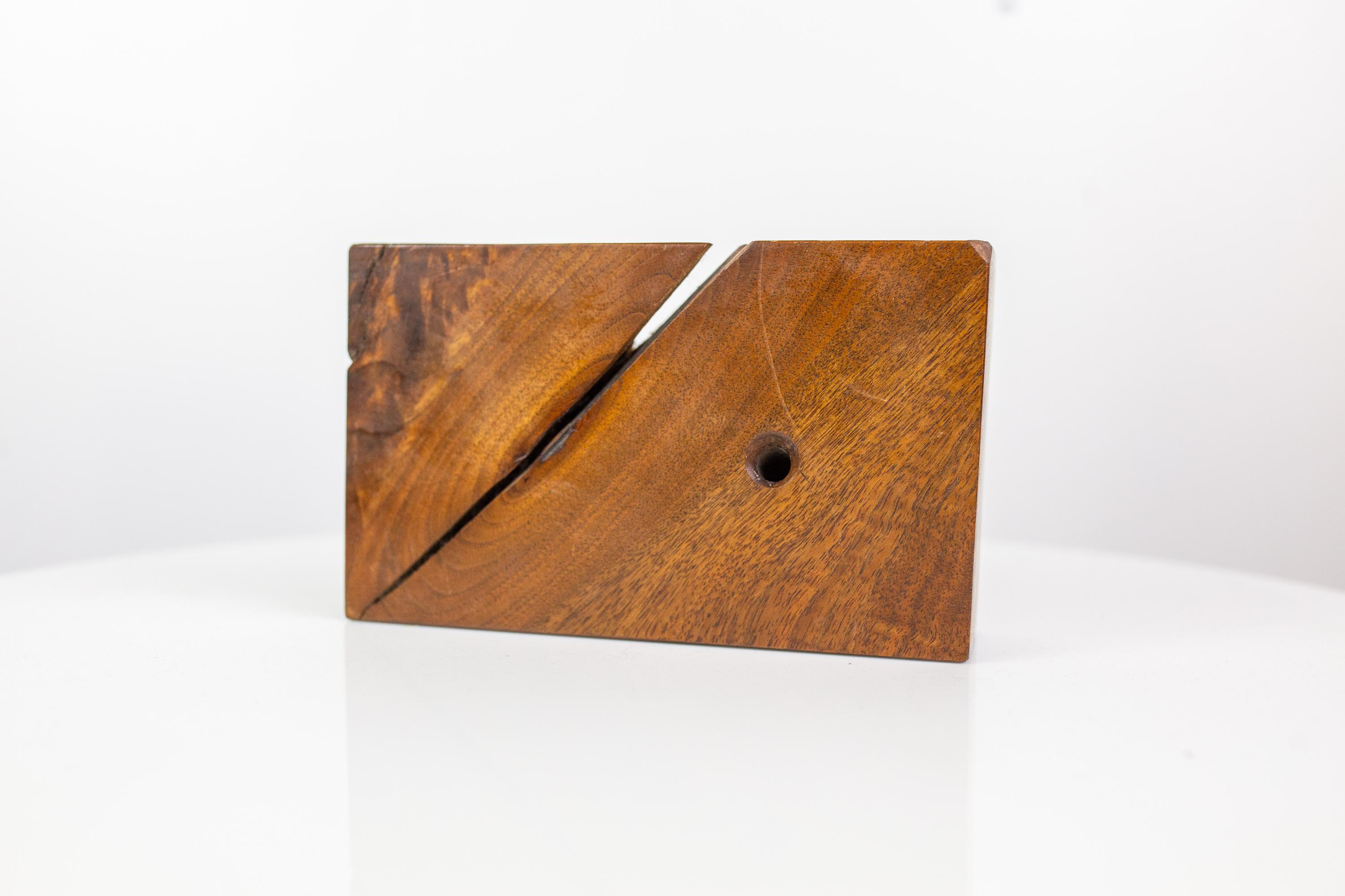 Pen holder by Mira Nakashima (the daughter of George Nakashima) dated 2001.
Rare and collectable desk accessories. Handcrafted of wood and signed.