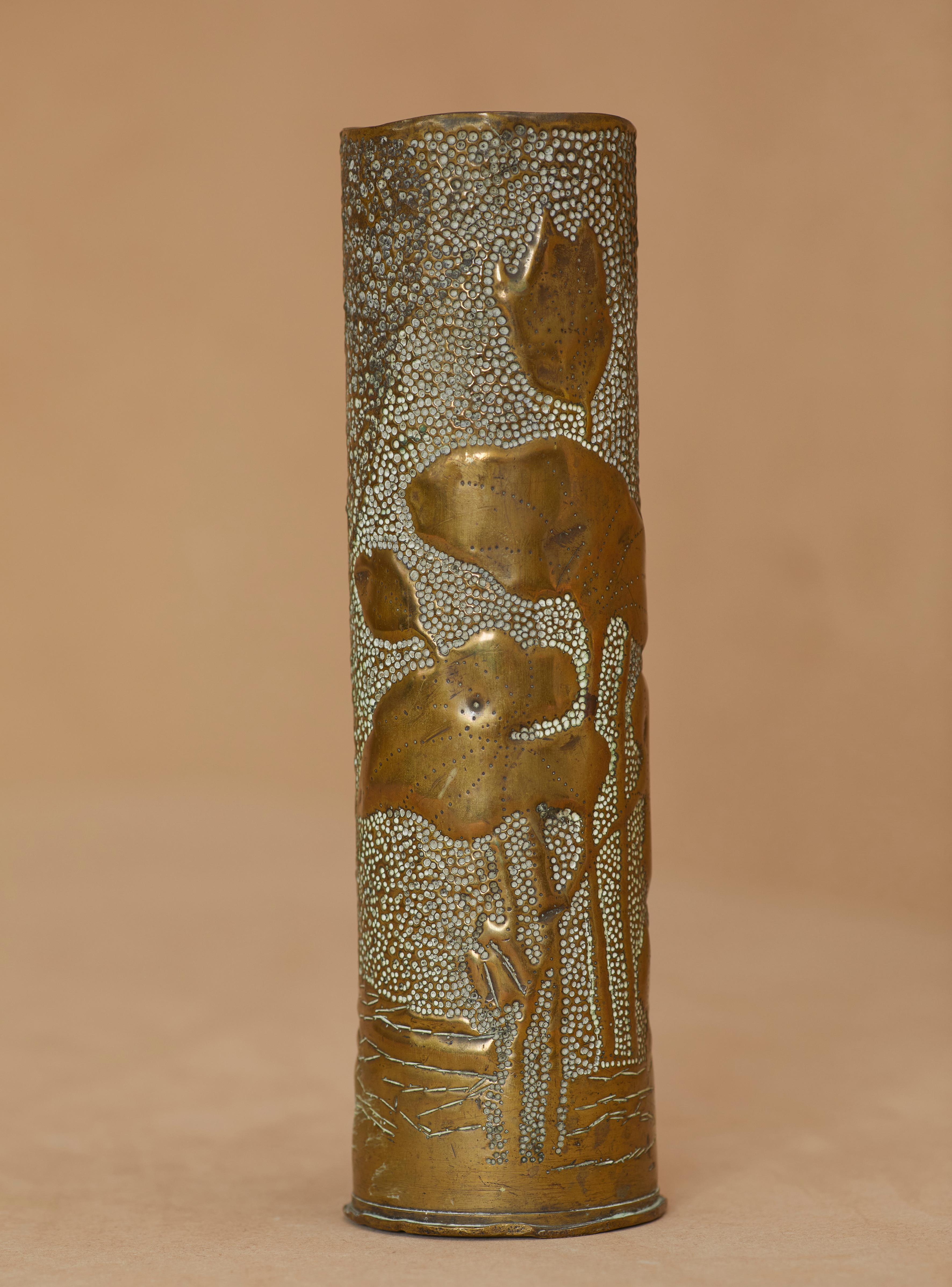 A unique, heavily patinated, hand-crafted historical memorabilia from World War 1, France, between 1914 and 1918.

Trench art (