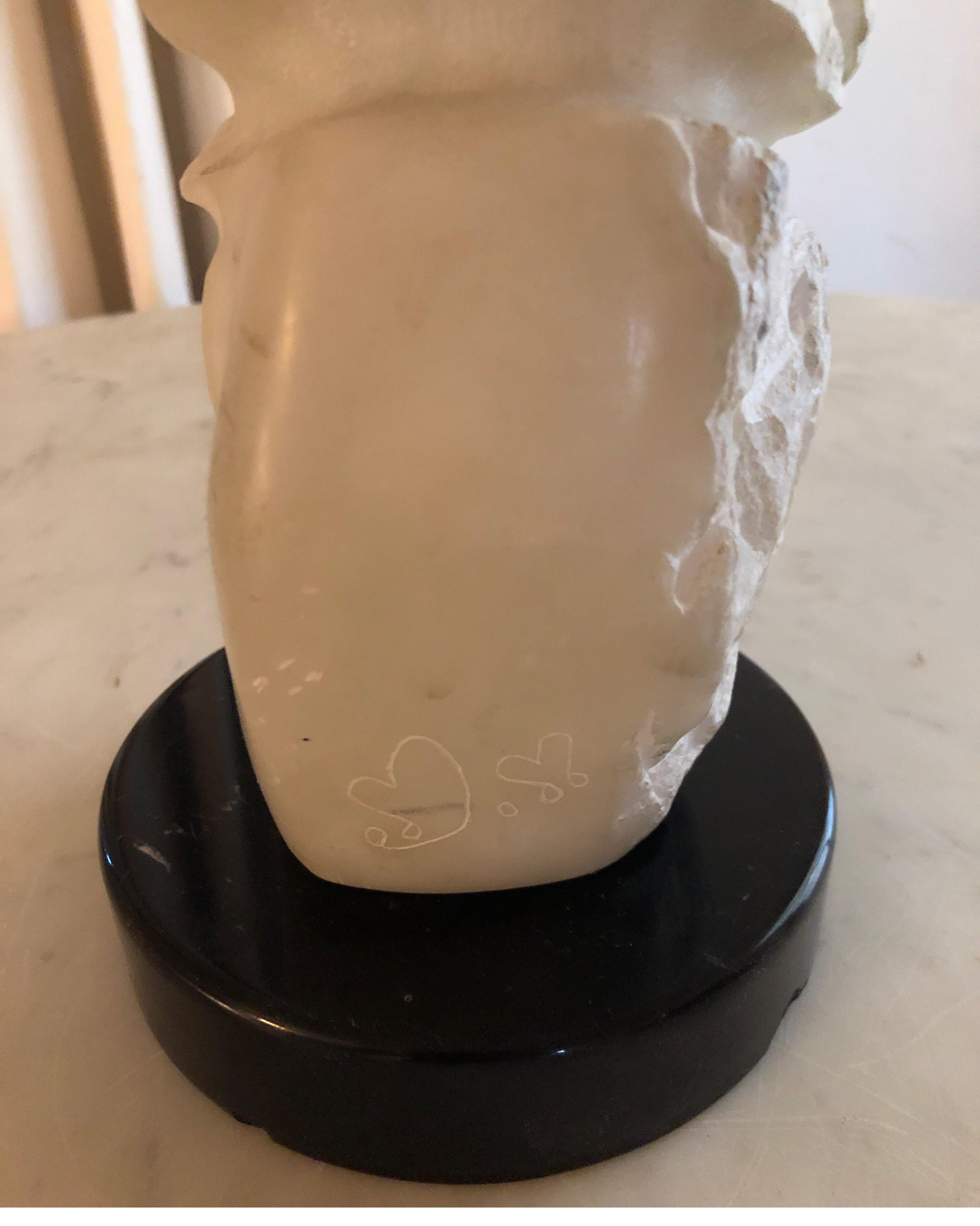 Marble Signed Yehuda Dodd Roth White Stone Sculpture For Sale