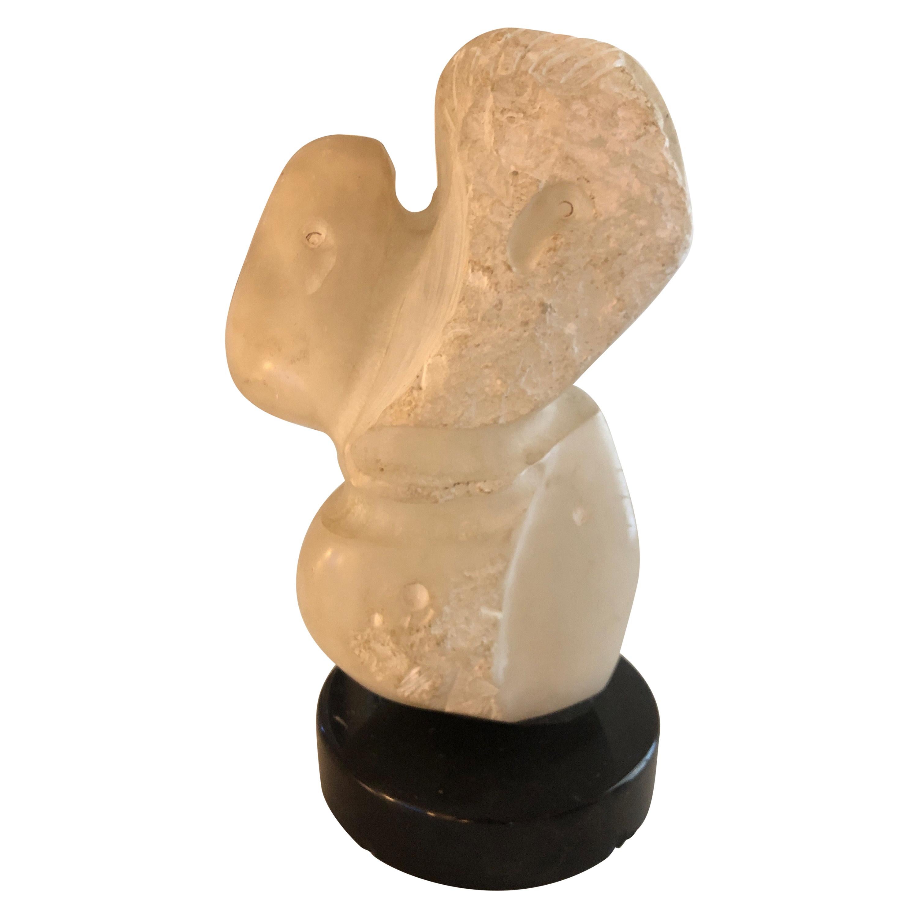 Signed Yehuda Dodd Roth White Stone Sculpture For Sale