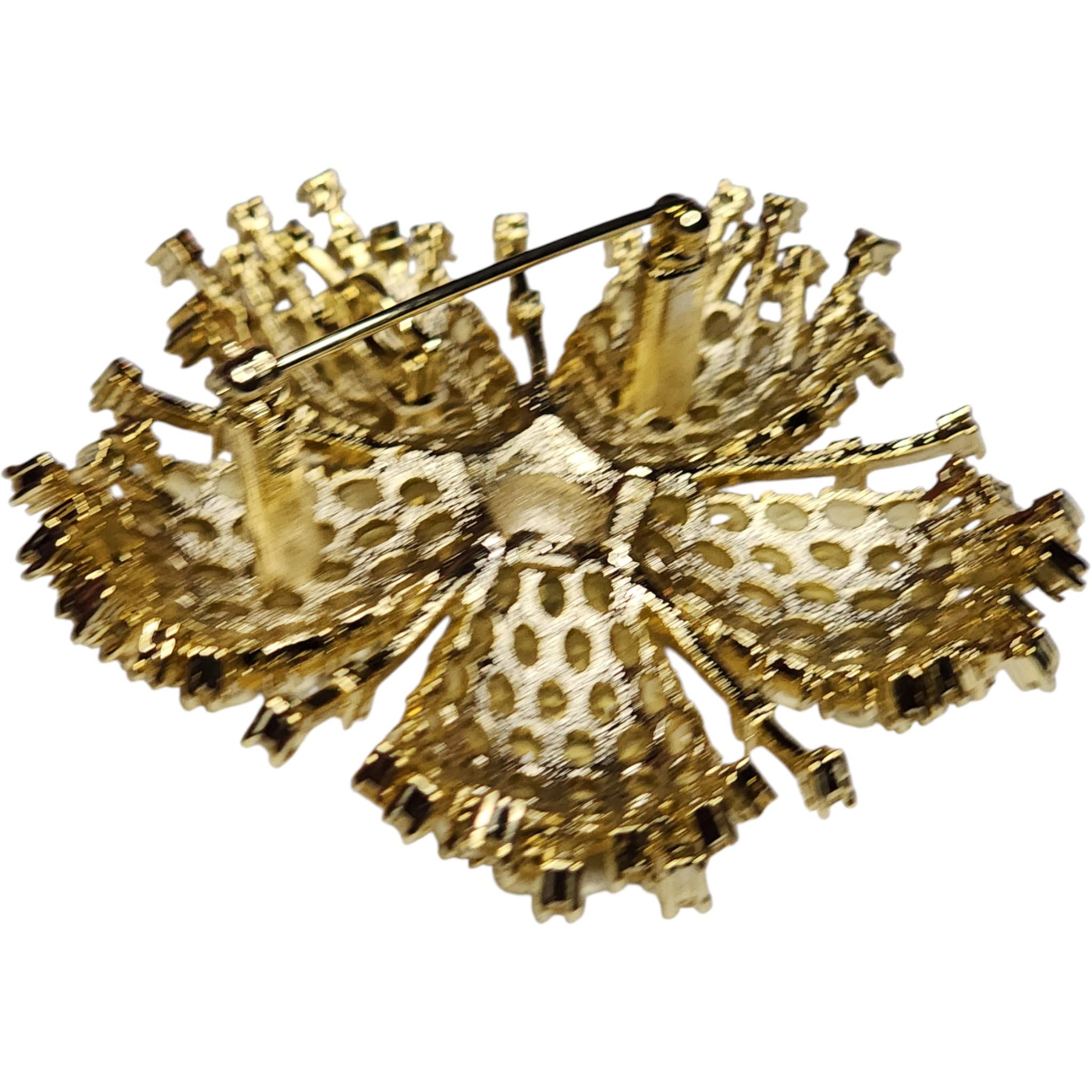 Signed Yellow Crystal Floral Statement Brooch Wit… - image 3