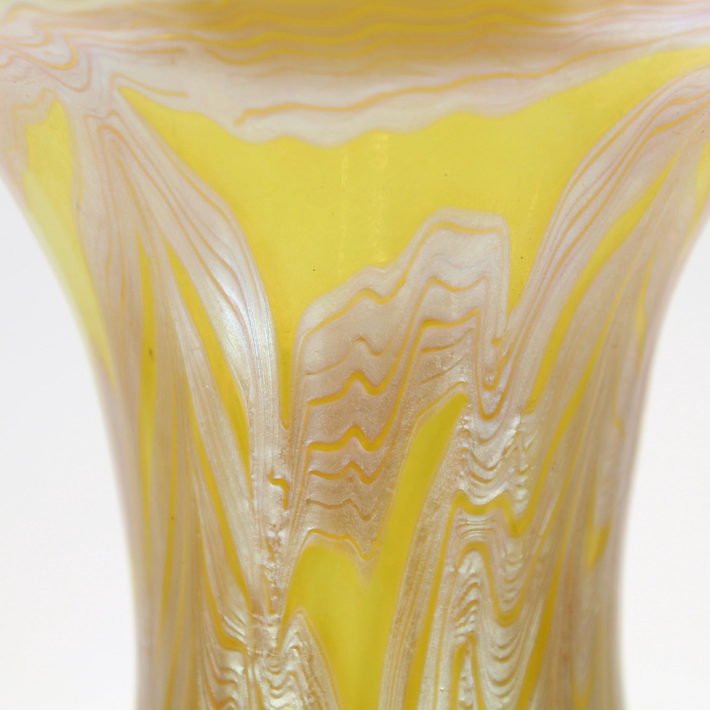 Art Nouveau Signed Yellow Johann Loetz Witwe Austria Phänomen Genre Art Glass Vase 8069