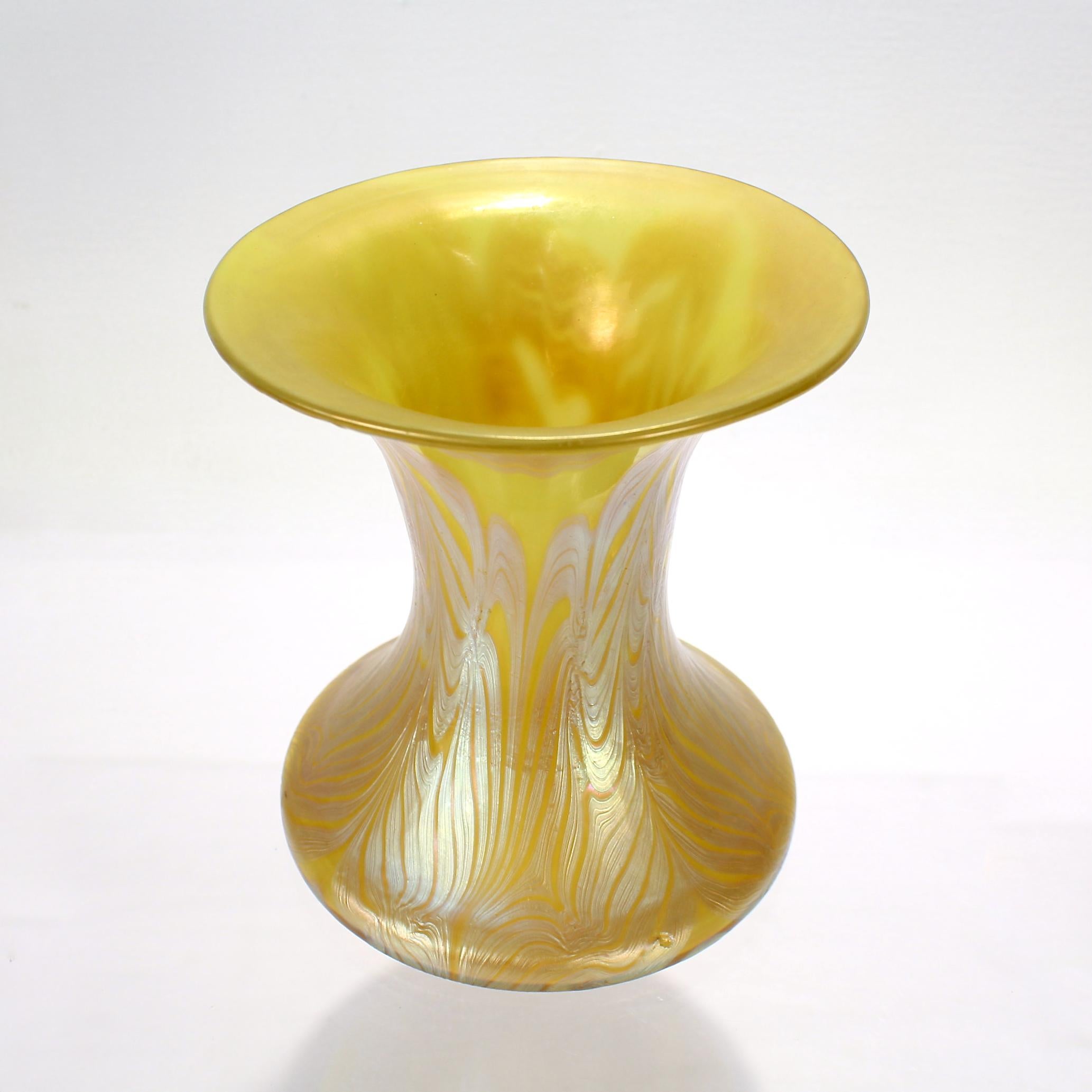 Austrian Signed Yellow Johann Loetz Witwe Austria Phänomen Genre Art Glass Vase 8069