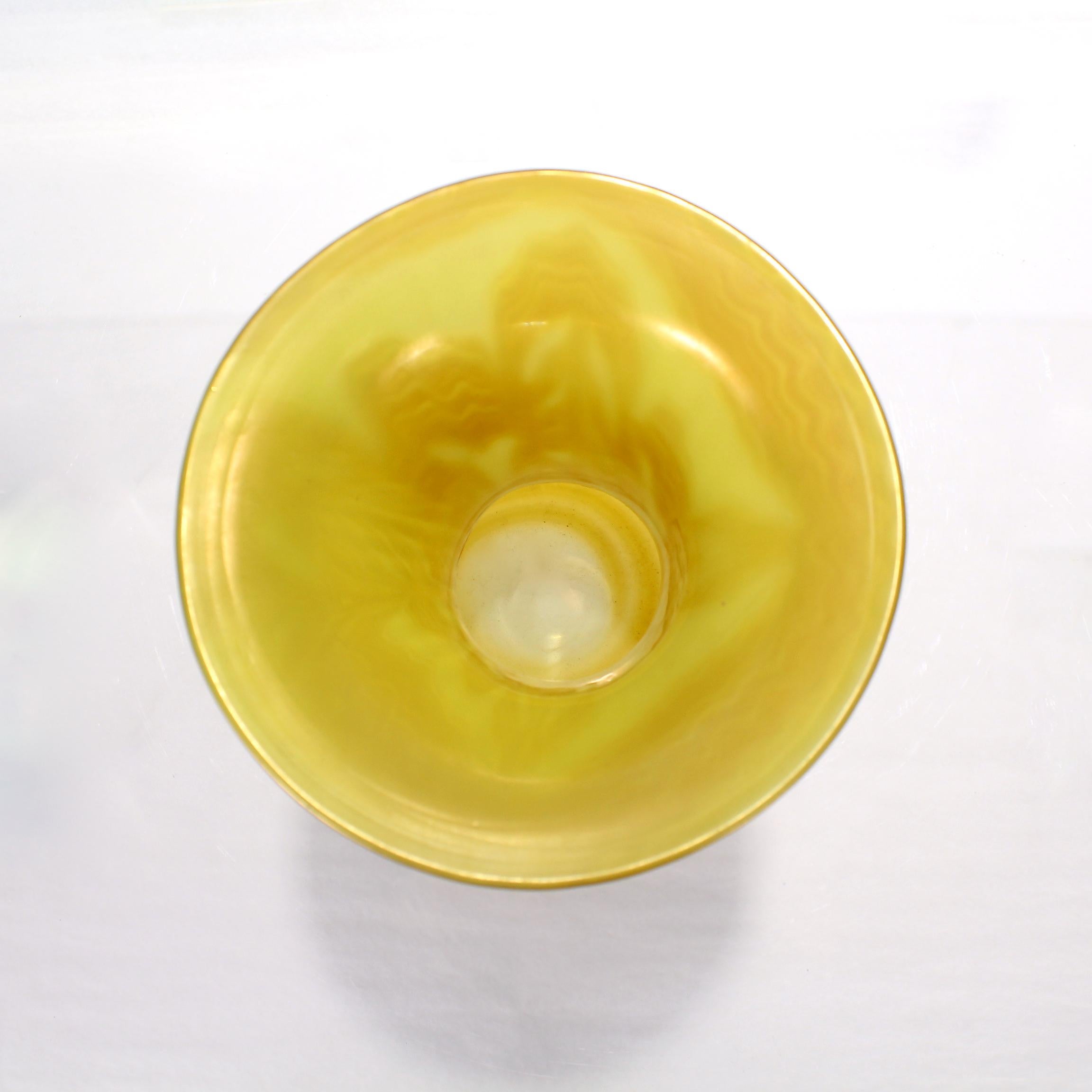 20th Century Signed Yellow Johann Loetz Witwe Austria Phänomen Genre Art Glass Vase 8069