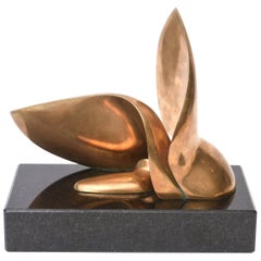 Jack Zajac Sculpture abstraite biomorphique en bronze et granit noir