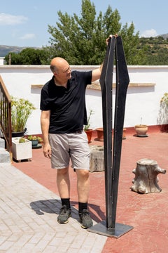 Signes Black Vertical Sculpture in Natural Steel by Jean-Baptiste Van Den Heede