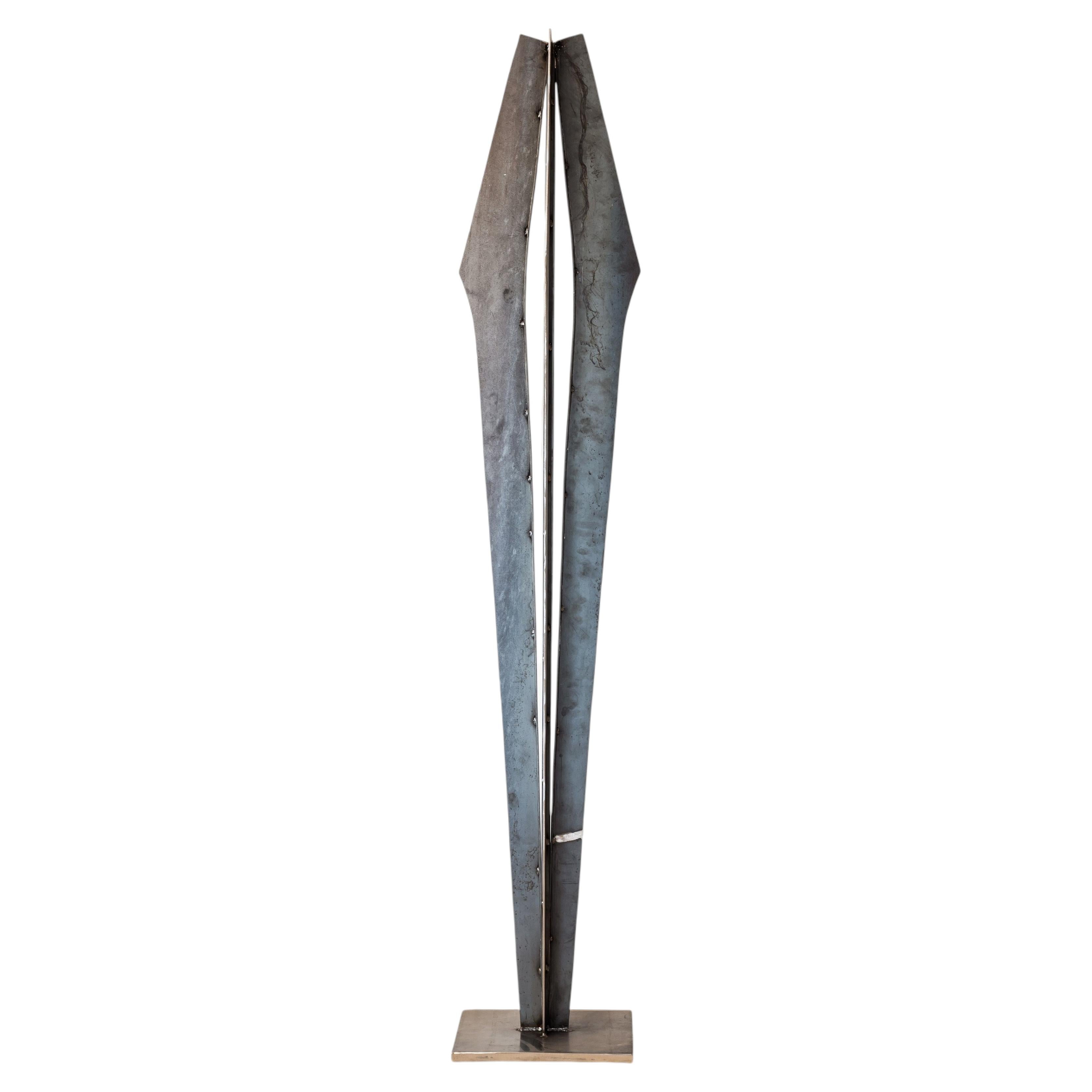 Signes Black Vertical Sculpture in Natural Steel by Jean-Baptiste Van Den Heede