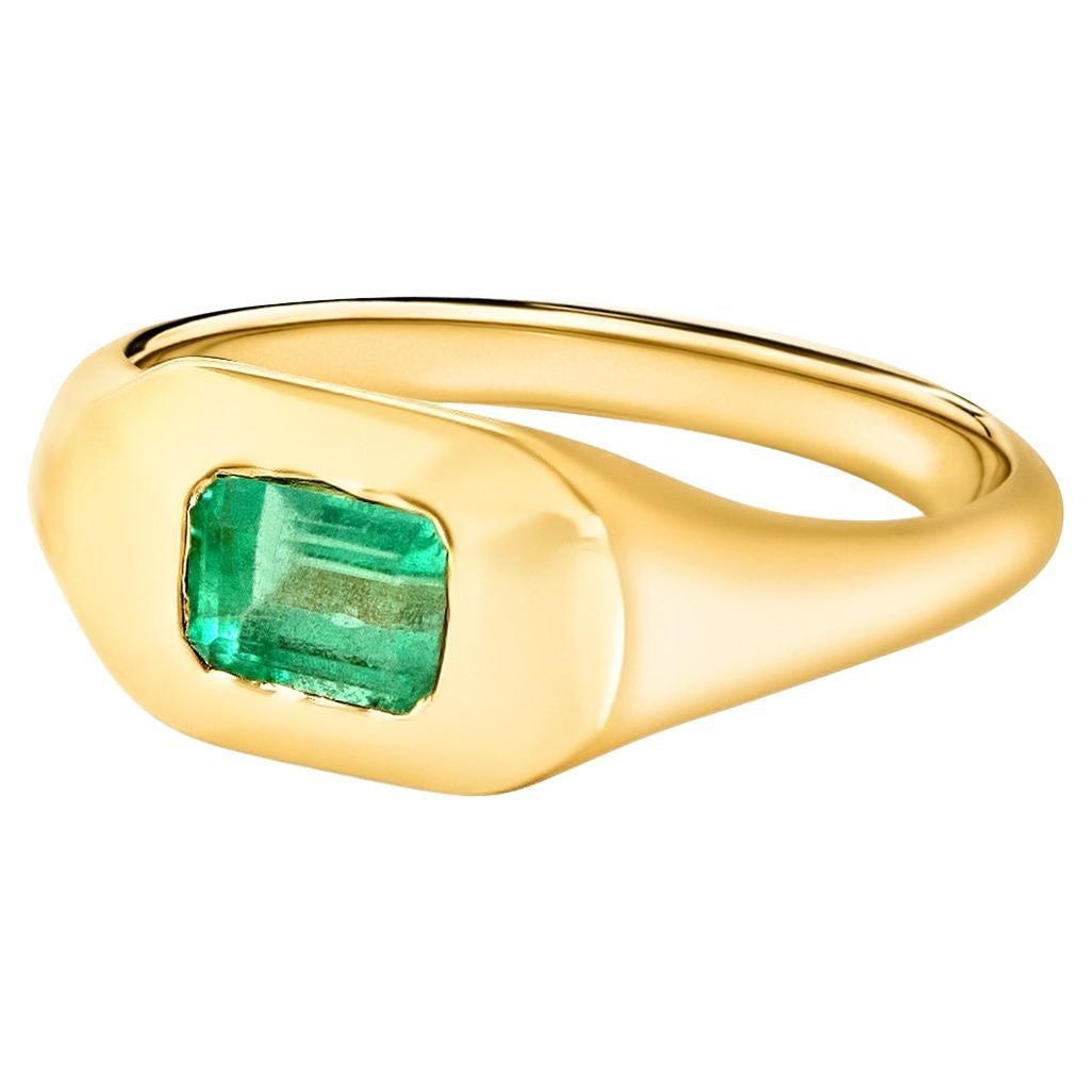 Signet 18 Karat Smaragd Rosa Ring