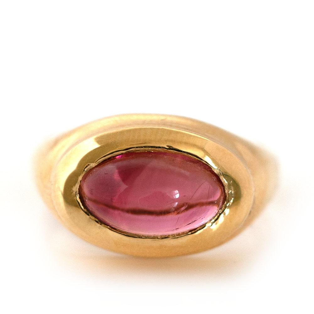 Women's Signet 18ct Gold Tourmaline Ring For Sale