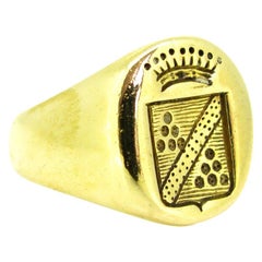 Retro Signet Chevaliere Yellow Gold 1940s Ring