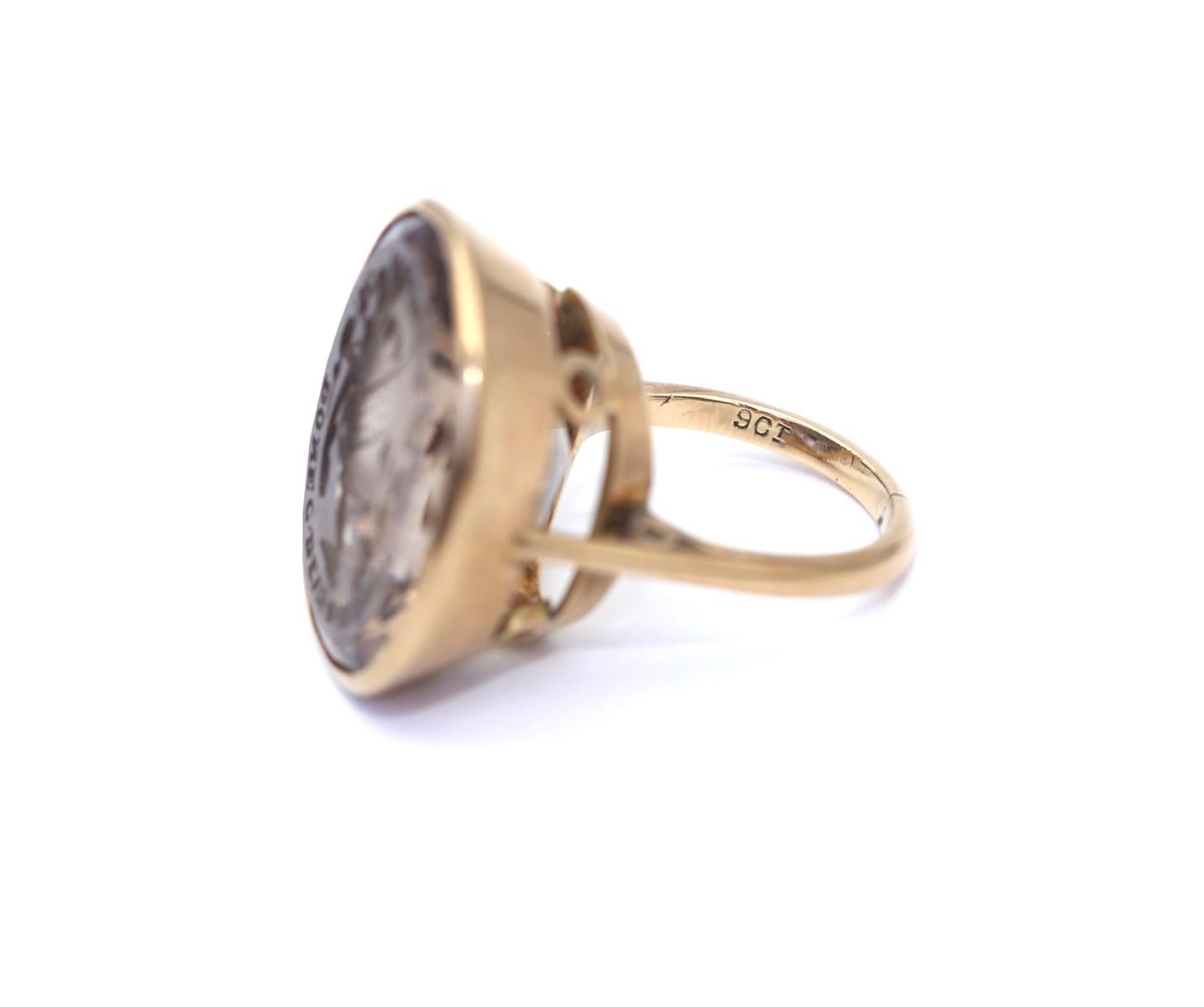 Anello Signet Donec Devs Dat Dono Topaz Britannico in oro 9 ct, 1890 in vendita 1