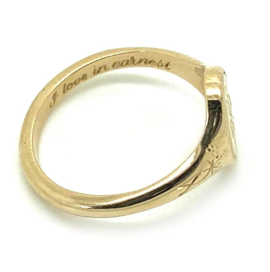 For Sale:  Signet Forget-Me-Not Ring  18ct Gold  Made to Order 9