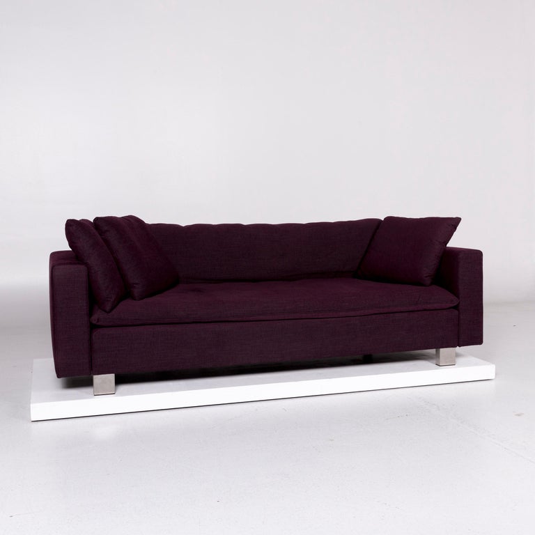 Signet Isla Purple Fabric Sofa Purple Three-Seat Couch at 1stDibs