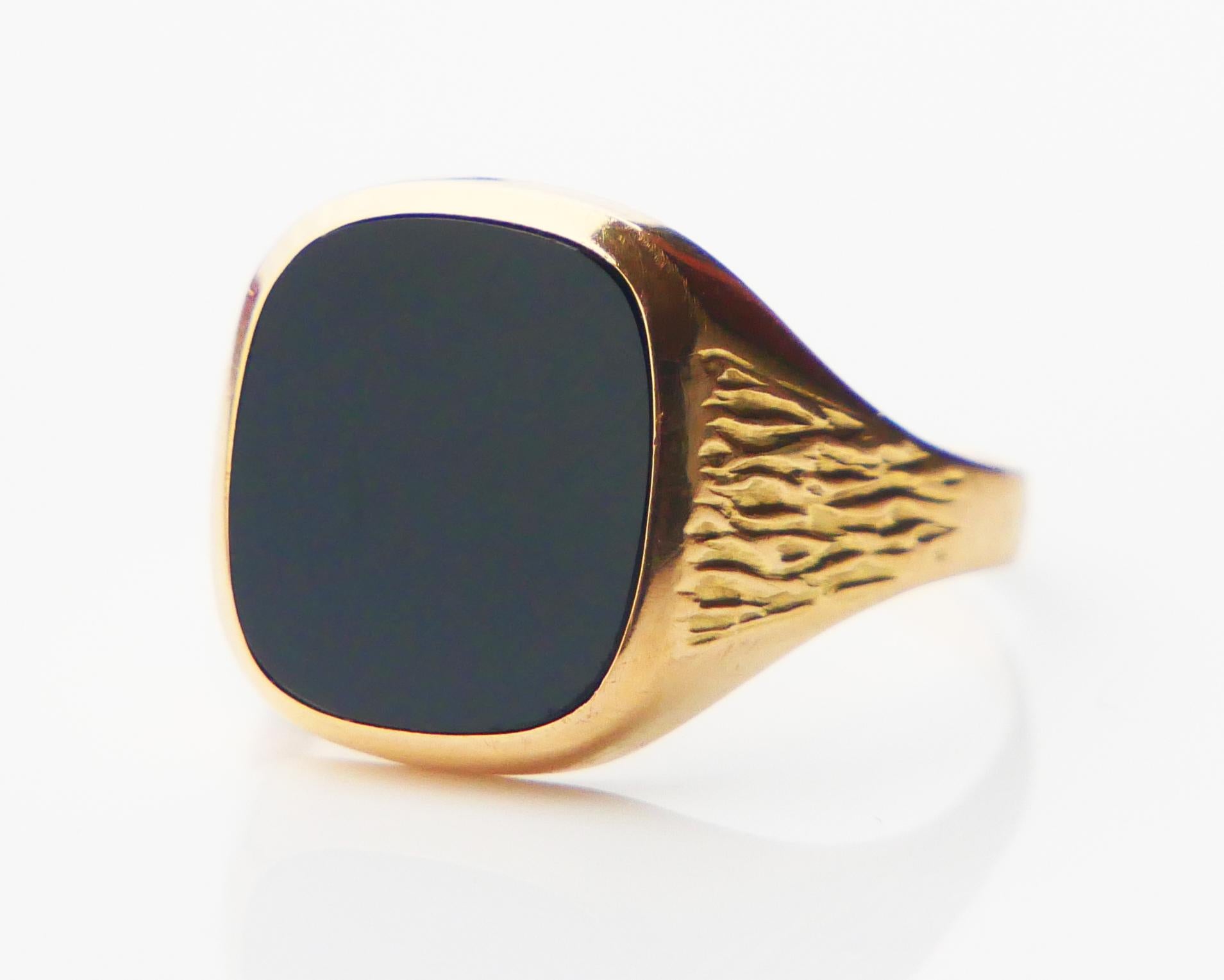 Signet Men Ring 4ct natural Onyx solid 18K Gold Ø 10.5 US / 3.18 gr 5