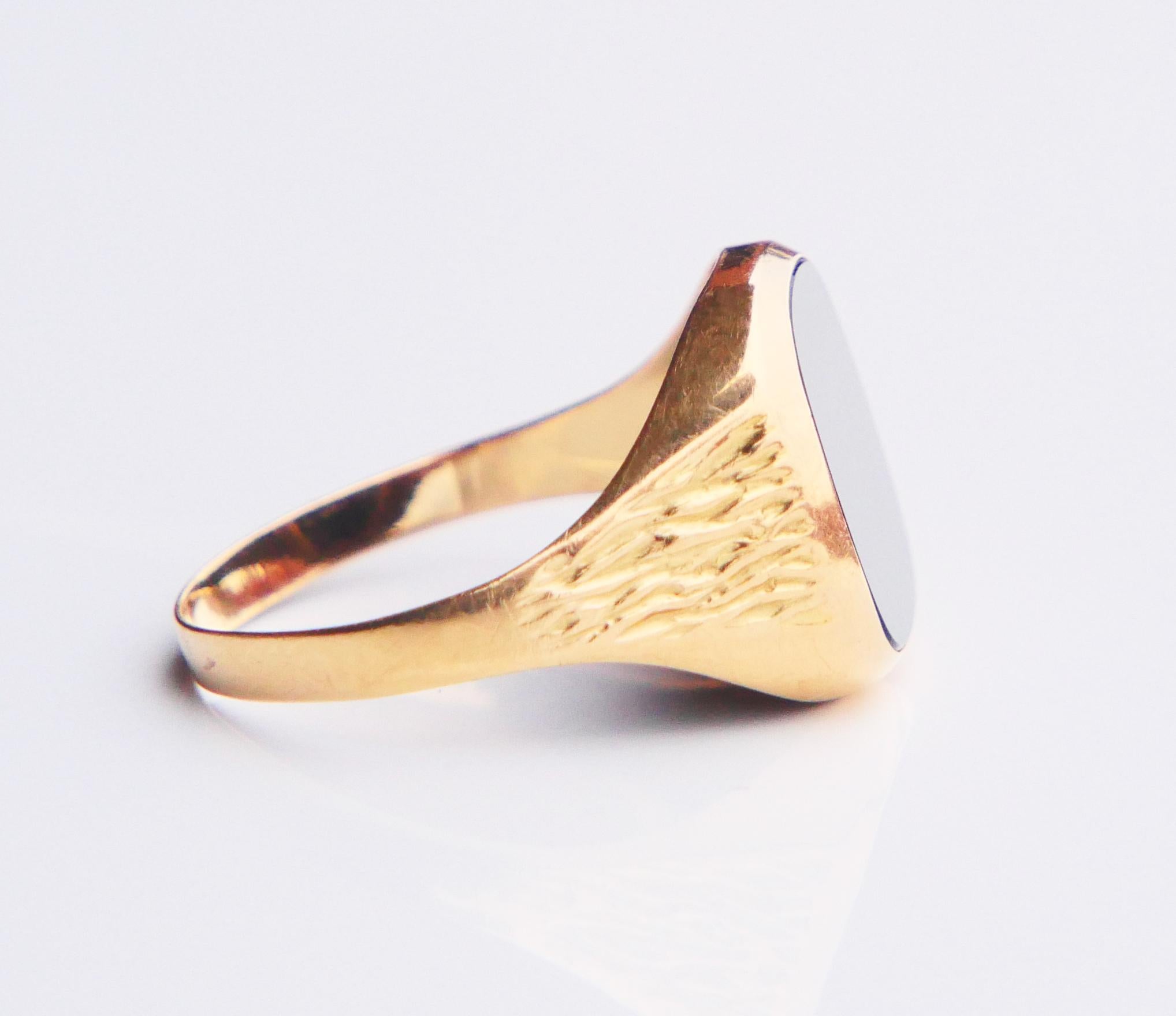 Signet Men Ring 4ct natural Onyx solid 18K Gold Ø 10.5 US / 3.18 gr 6