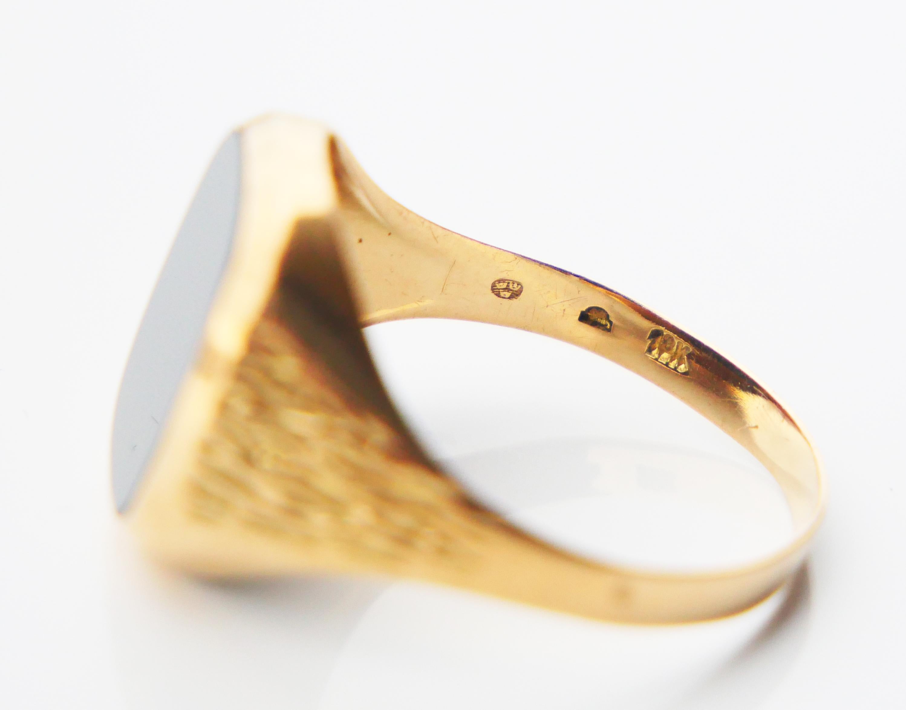 Signet Men Ring 4ct natural Onyx solid 18K Gold Ø 10.5 US / 3.18 gr 7