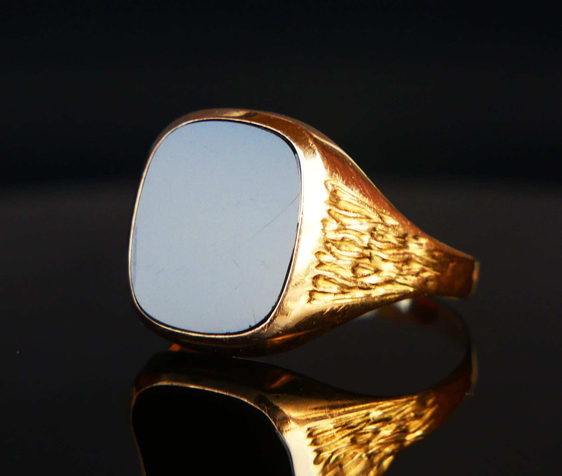Square Cut Signet Men Ring 4ct natural Onyx solid 18K Gold Ø 10.5 US / 3.18 gr
