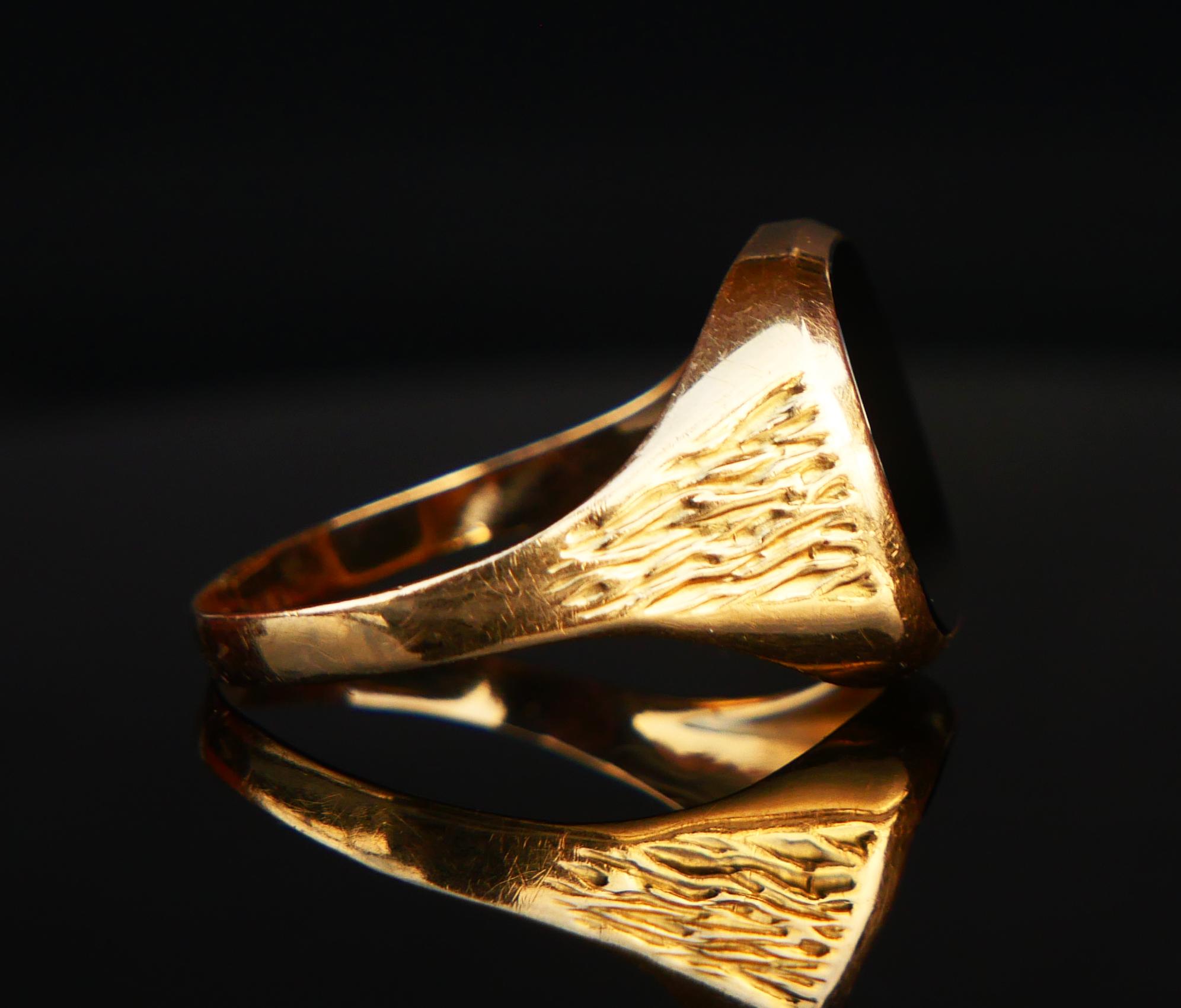 Men's Signet Men Ring 4ct natural Onyx solid 18K Gold Ø 10.5 US / 3.18 gr