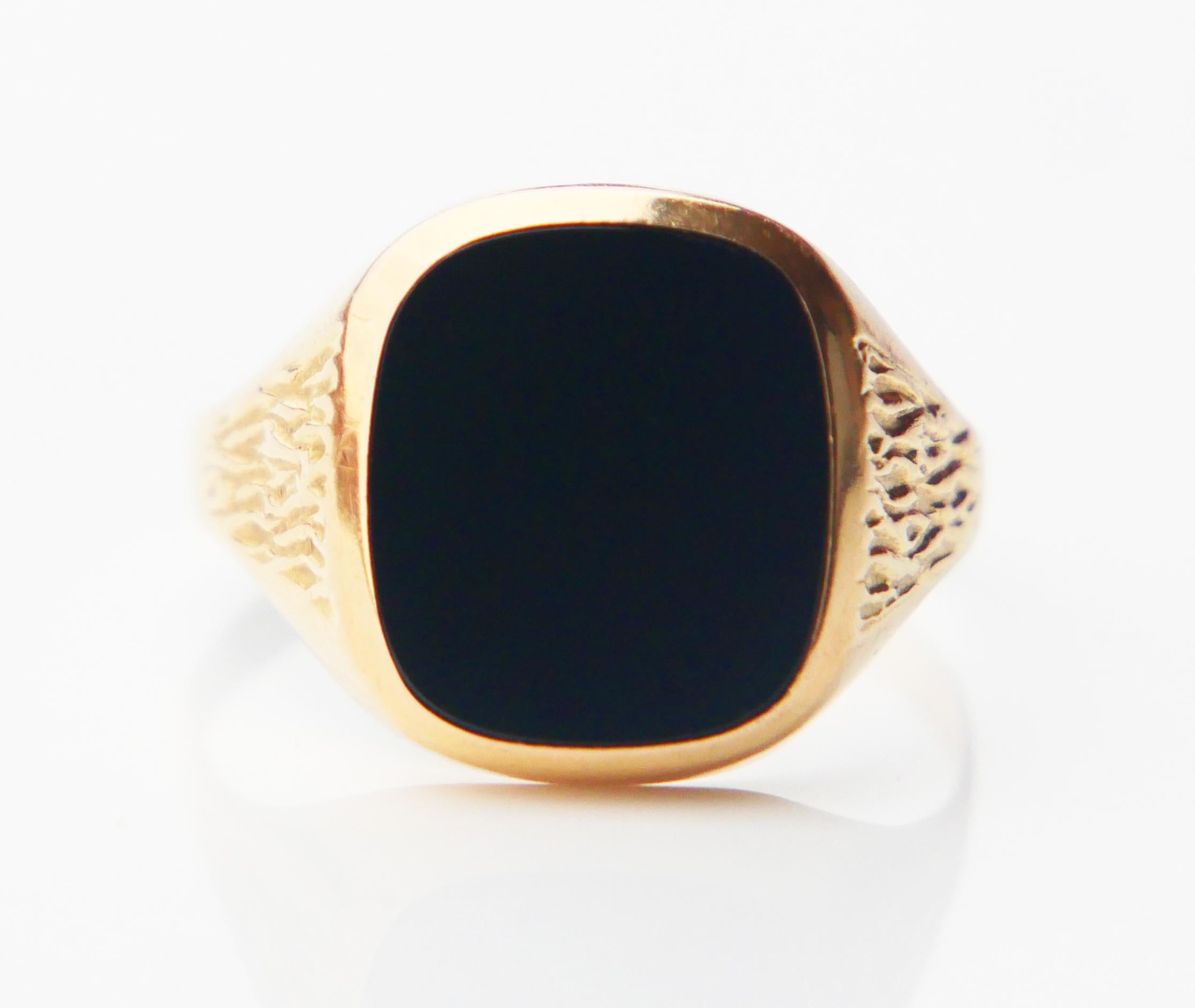 Signet Men Ring 4ct natural Onyx solid 18K Gold Ø 10.5 US / 3.18 gr 1