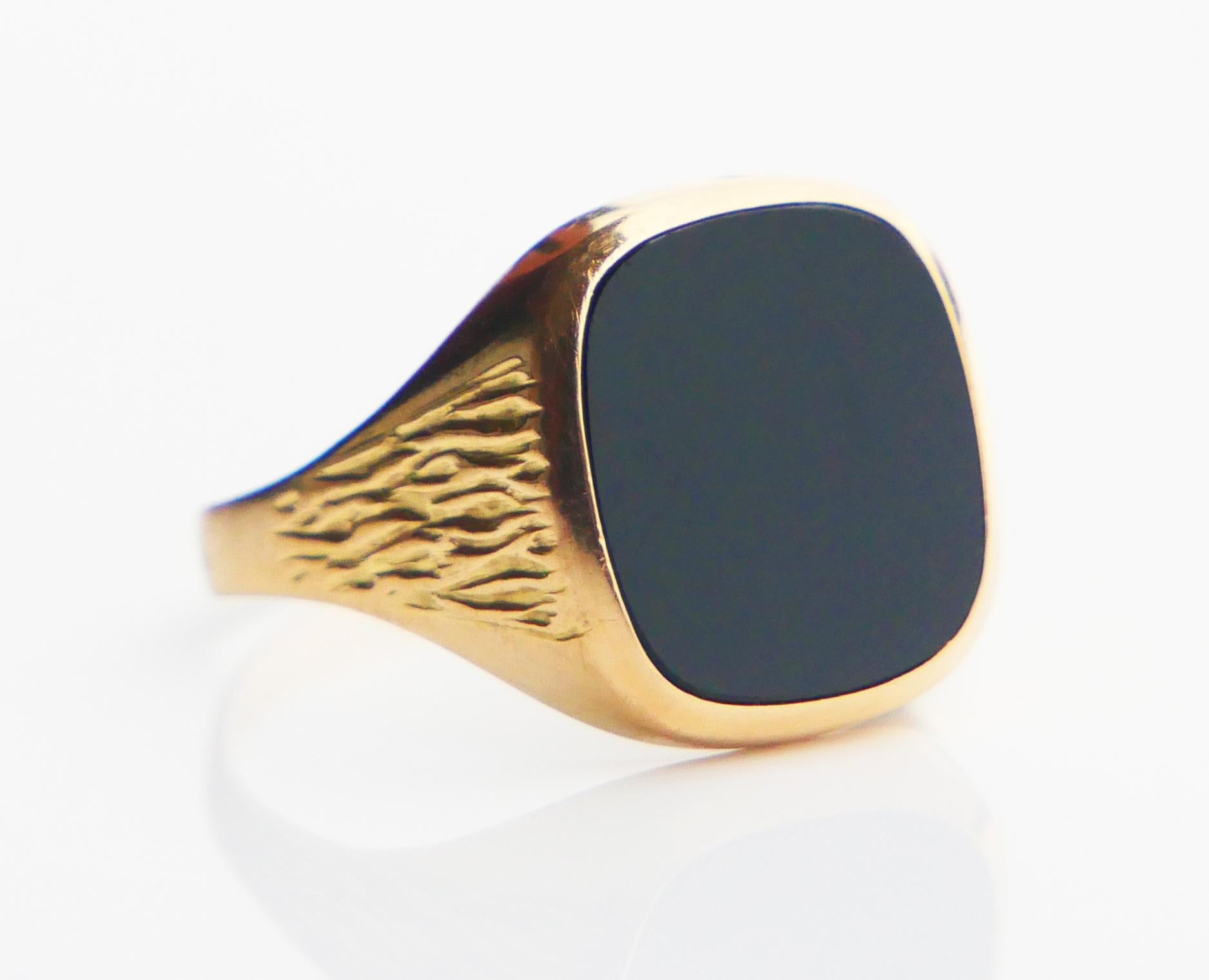Signet Men Ring 4ct natural Onyx solid 18K Gold Ø 10.5 US / 3.18 gr 2
