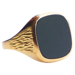 Anello Signet Uomo 4ct Onice naturale massiccio Oro 18K Ø 10,5 US / 3,18 gr