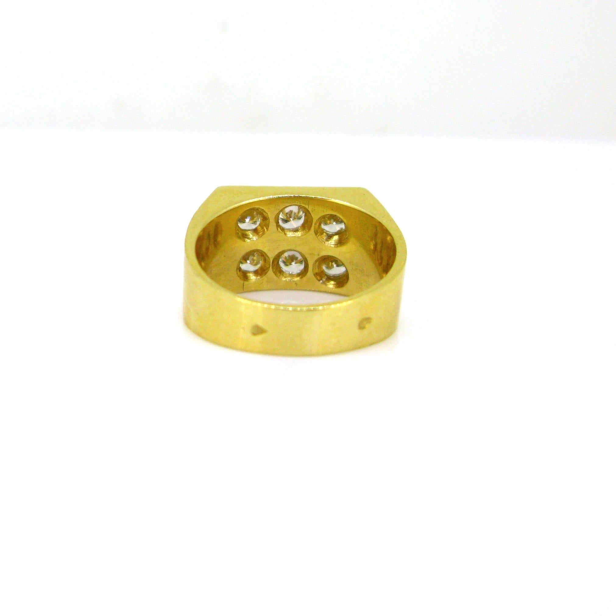 Signet Pave Diamonds Ring, 18kt Yellow Gold, France, circa 1970 1