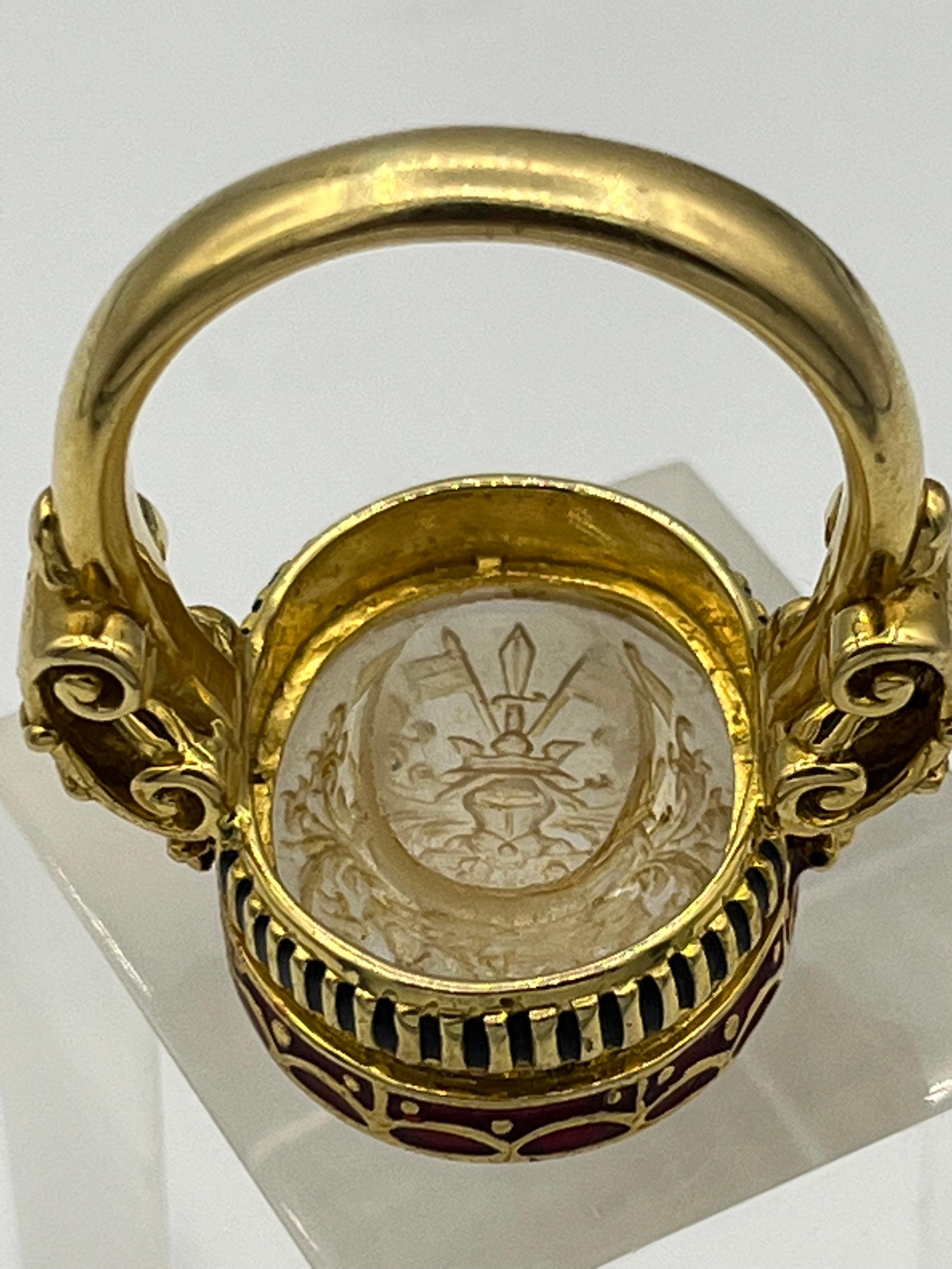Renaissance Signet Ring 18 K Gold 18 Century Stil For Sale