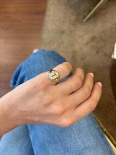 18K Yellow Gold Diamond Signet Ring by Michelle Massoura, 0.20ct