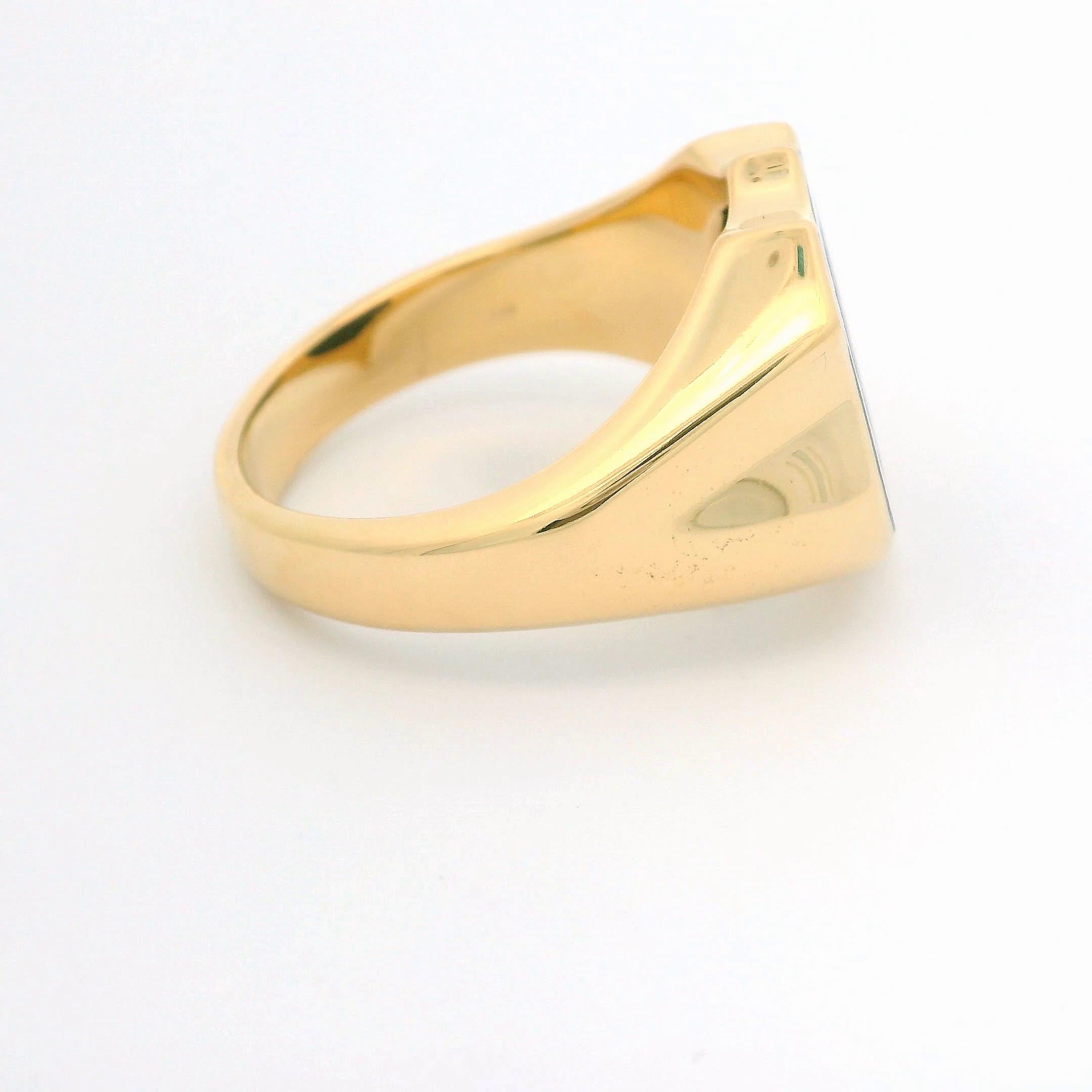 Siegelring, 18K Gelbgold,  Niccolo mit heraldischer Gravur (Schildschliff) im Angebot