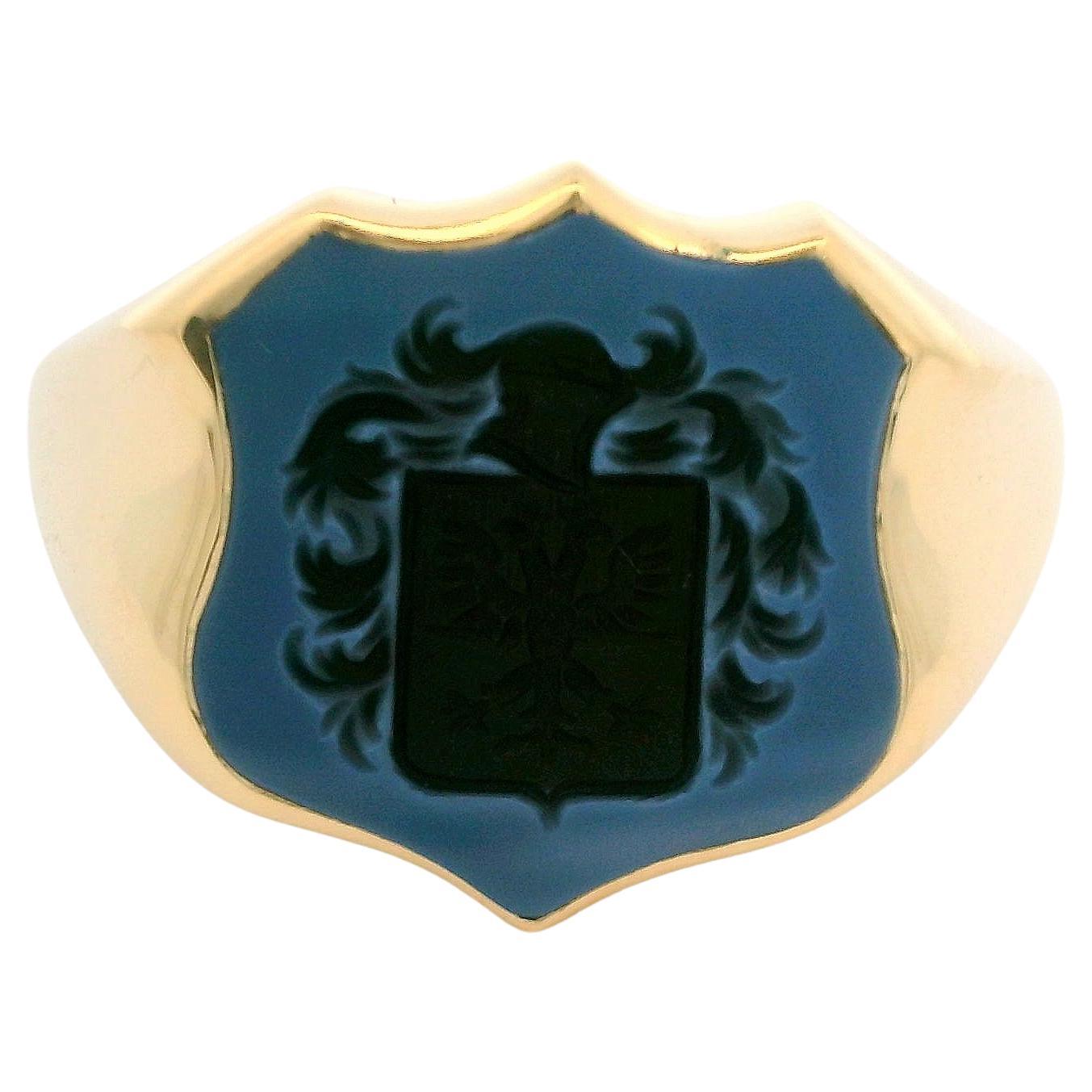 Siegelring, 18K Gelbgold,  Niccolo mit heraldischer Gravur