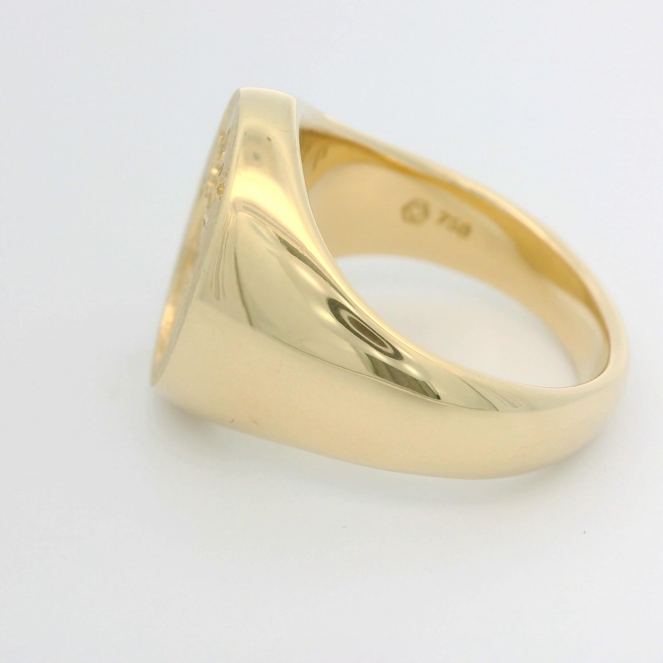 Victor Mayer Signet Ring 18k Yellow Gold, approx. 13.5 x 11.0 mm with Heraldic Engraving

About the creator Victor Mayer
Victor Mayer is internationally renowned for elegant timeless designs and unrivalled expertise in historic craftsmanship. Lovers