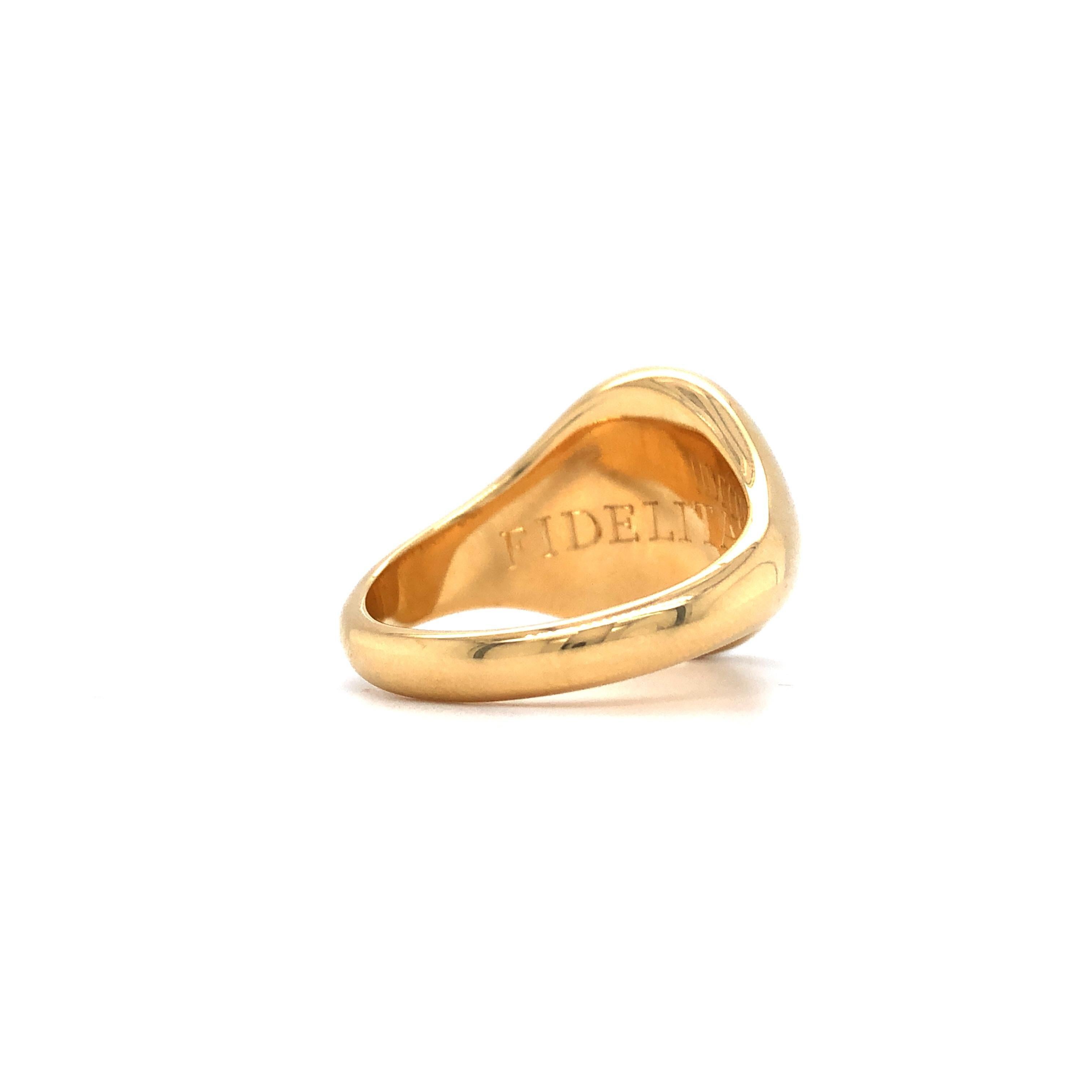Anillo de sello, oro amarillo de 18 quilates, ovalado, 16,0 x 13,0 mm, grabado Griffin en venta 1