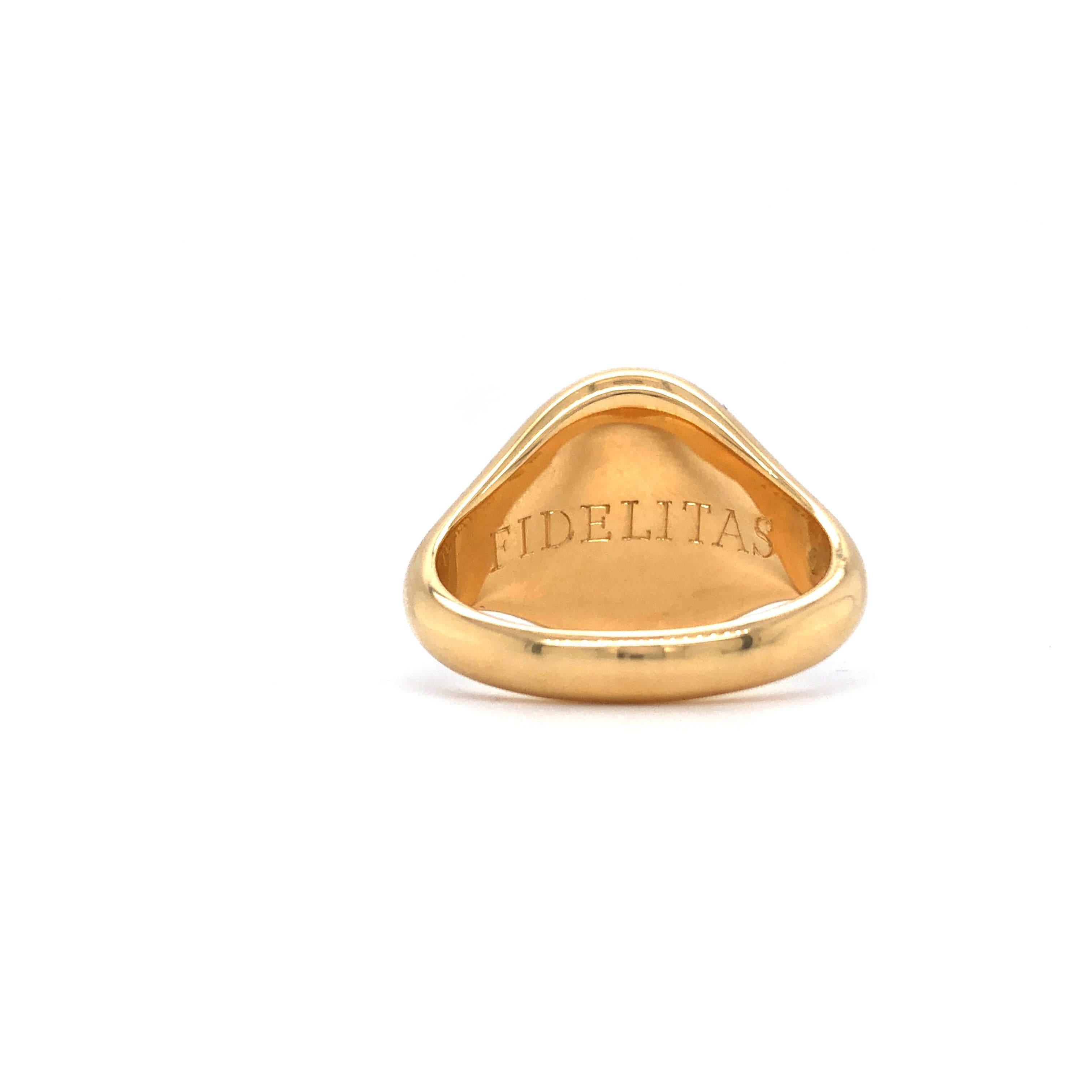 Anillo de sello, oro amarillo de 18 quilates, ovalado, 16,0 x 13,0 mm, grabado Griffin en venta 2