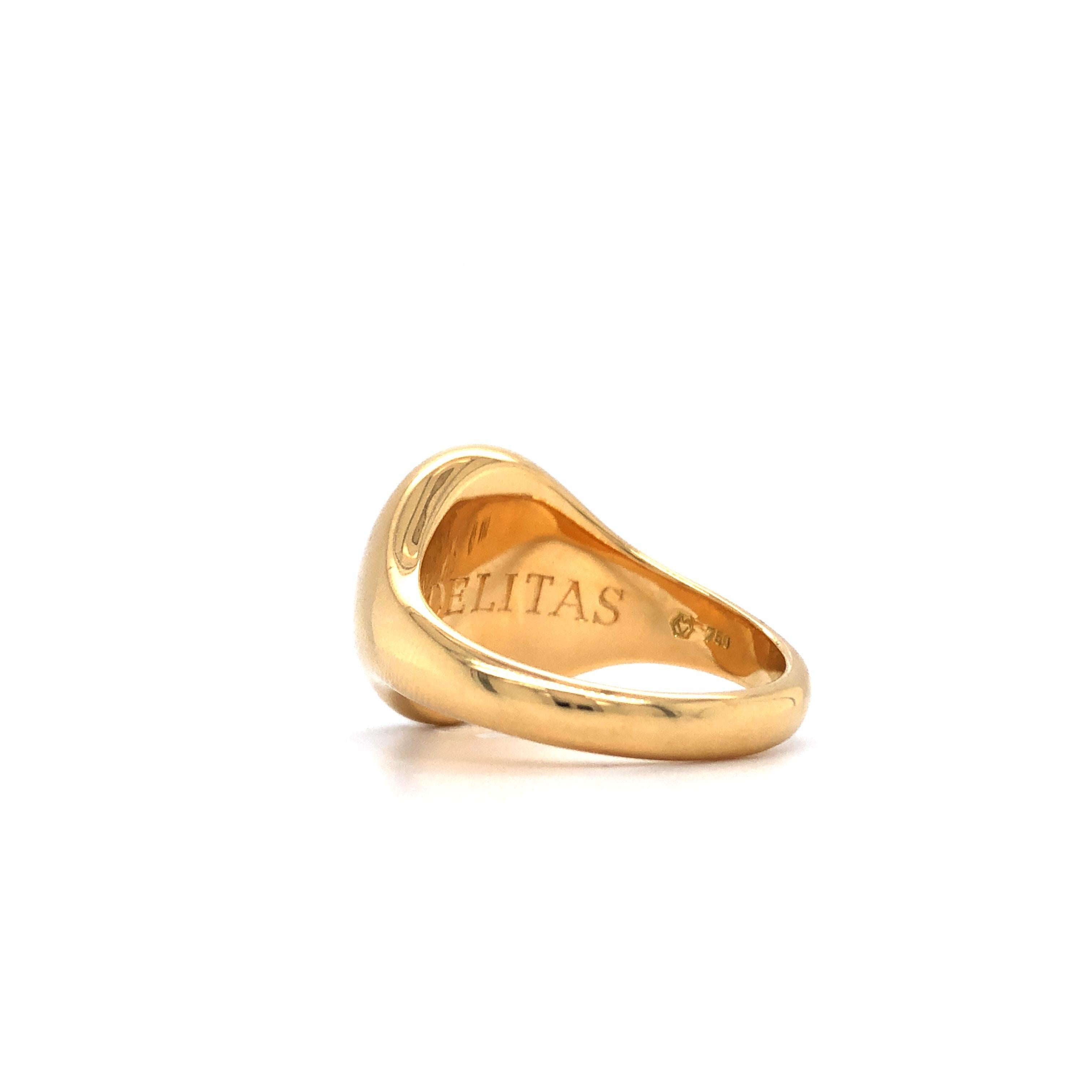 Anillo de sello, oro amarillo de 18 quilates, ovalado, 16,0 x 13,0 mm, grabado Griffin en venta 3