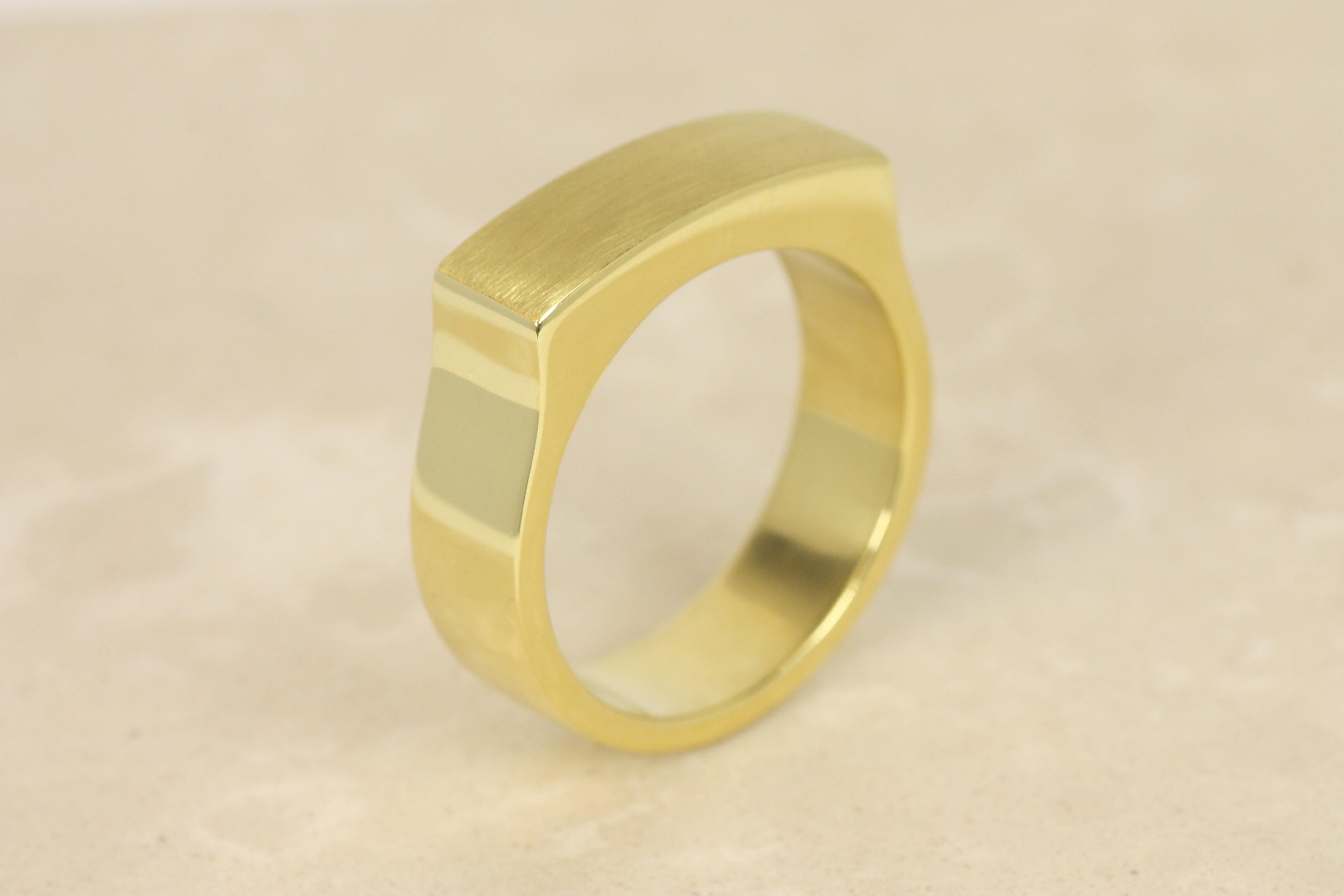 Women's or Men's Signet Ring – 20K California Gold, Yellow Gold, Curved Sides, Bracken Jewelers For Sale