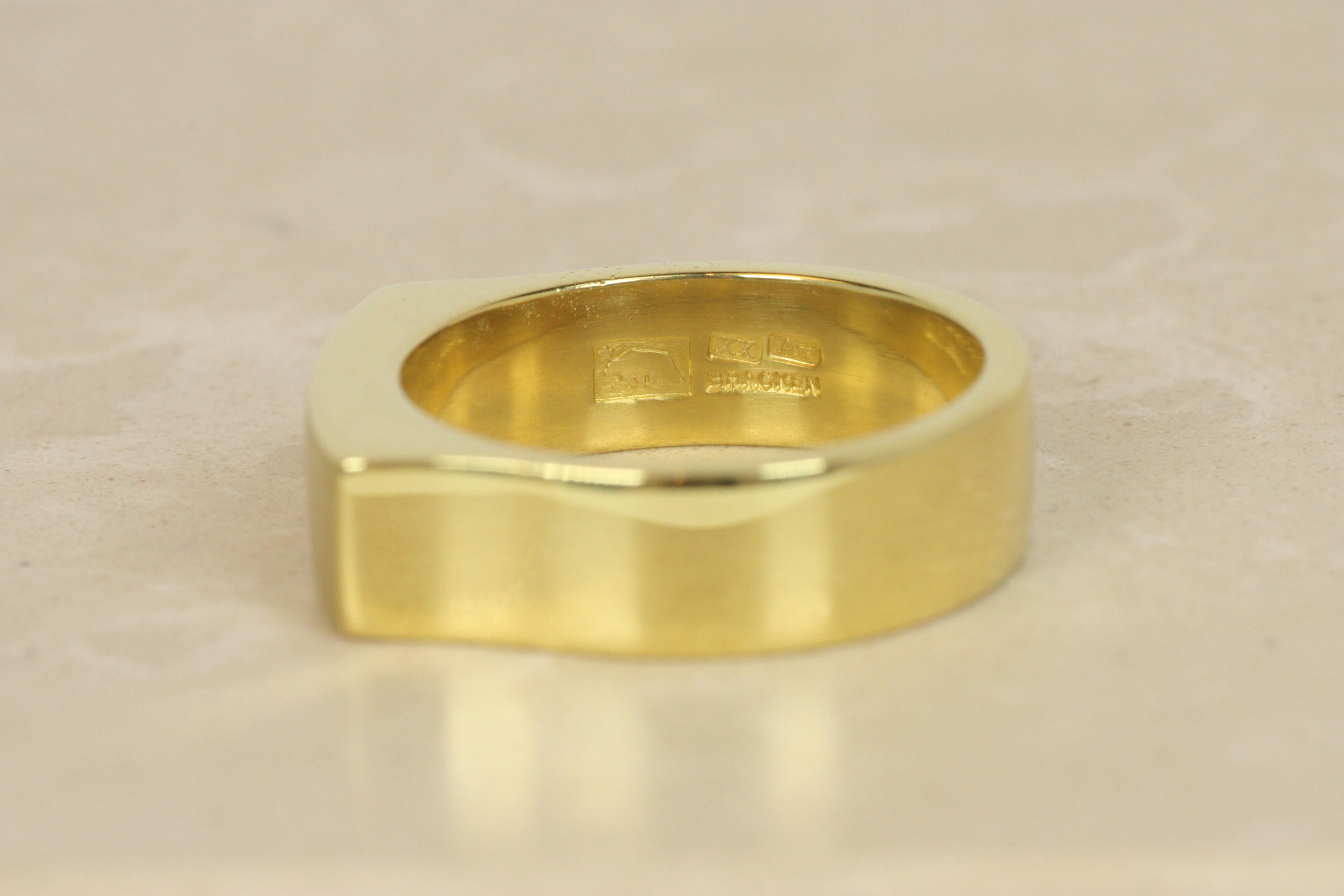 Signet Ring – 20K California Gold, Yellow Gold, Curved Sides, Bracken Jewelers For Sale 3
