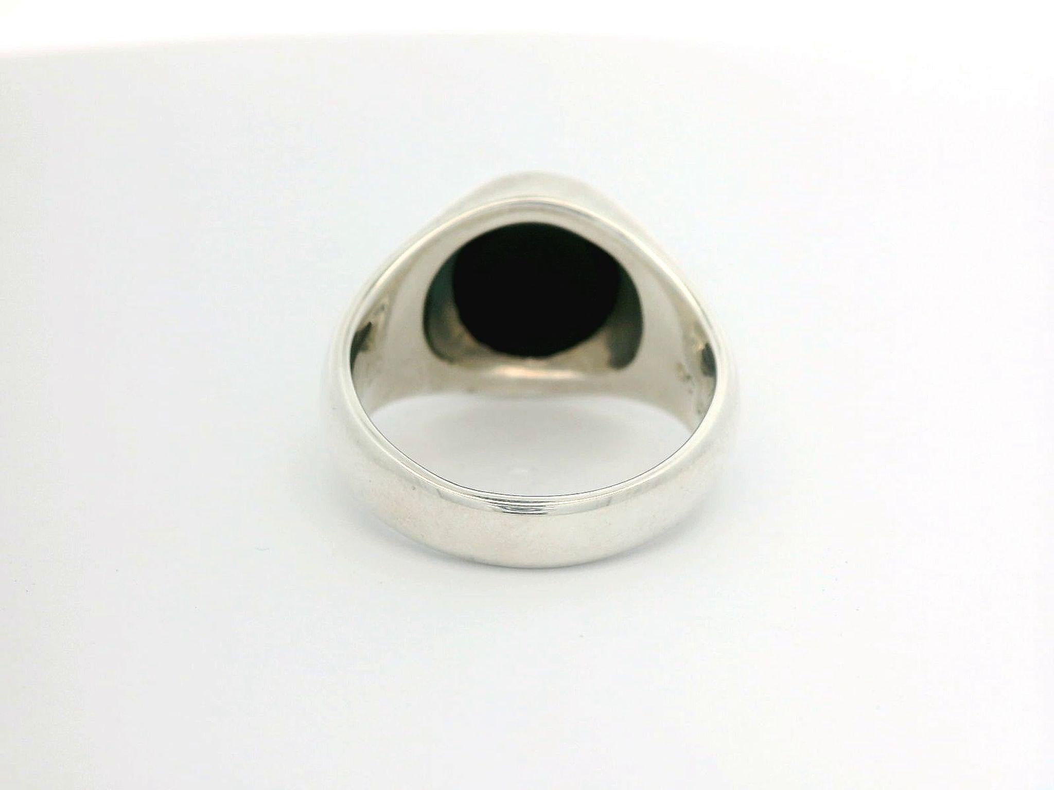 Siegelring,  925/- Silber, Niccolo Onyx 10.5 x 9,0 mm, mit heraldischer Gravur (Zeitgenössisch) im Angebot