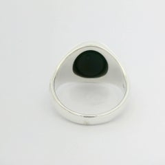 Signet Ring,  925/- Silver, Niccolo Onyx 12.0 x 9.5 mm, with Heraldic Engraving
