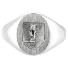Signet Ring, 925/- Silver, oval 14.0 x 11.0 mm with Engraving