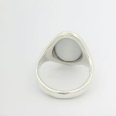 Signet Ring 925/- Silver, Oval, Mesk Onyx 15.5 x 12.5 mm, with Engraving