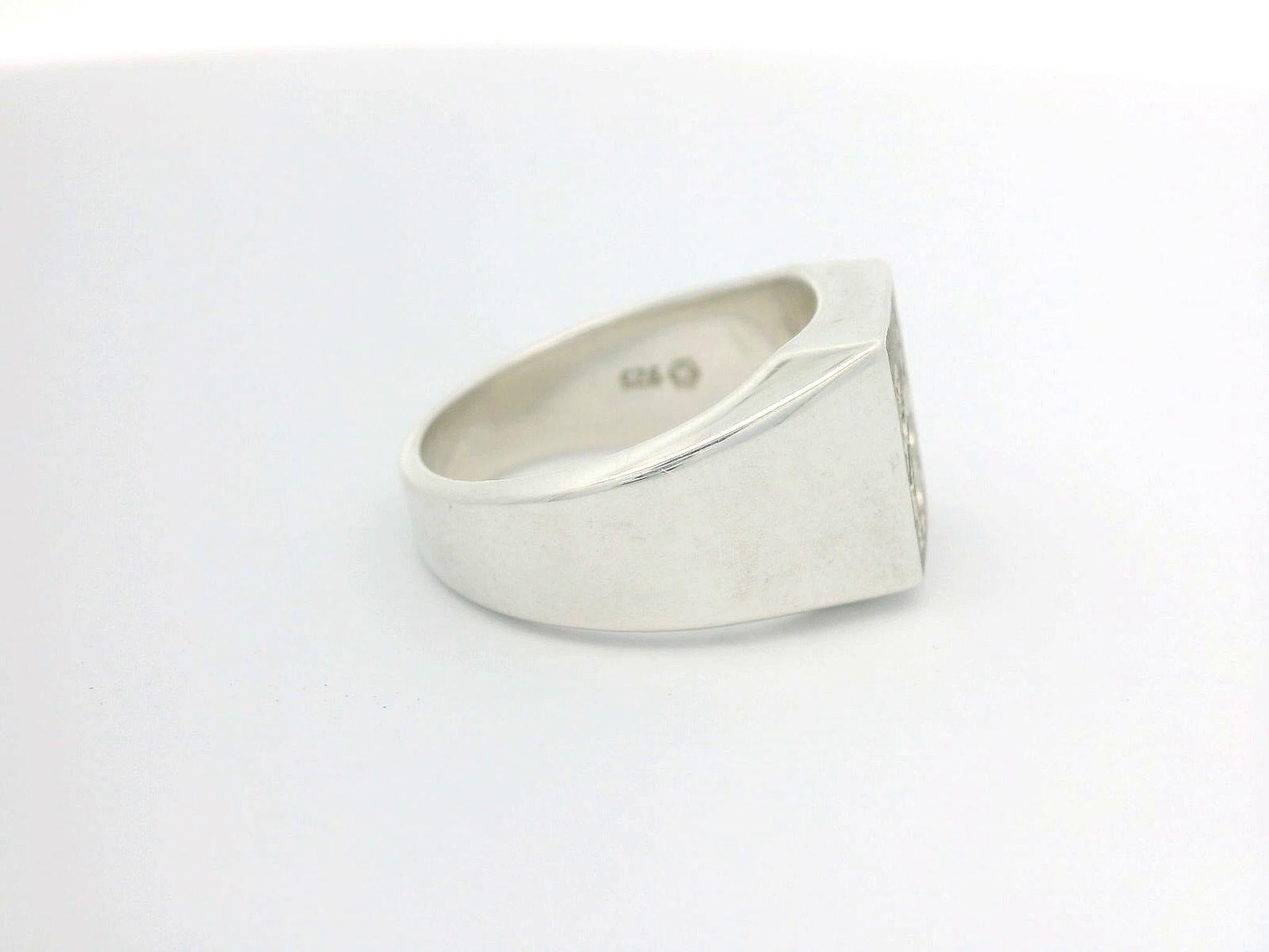 Contemporary Signet Ring, 925/- Silver, Rectangular 10.5 x 9.5 mm with Heraldic Engraving For Sale