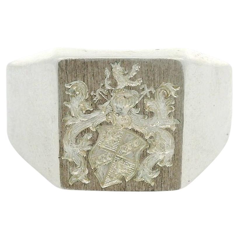 Siegelring, 925/- Silber, rechteckiger 10,5 x 9,5 mm mit Wappengravur
