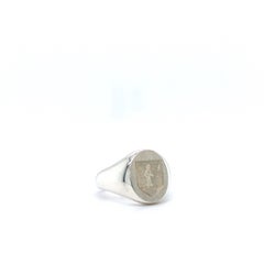 Signet Ring, 925/- Sterling Silver, oval 14.0 x 11.0 mm with Engraving 51.5